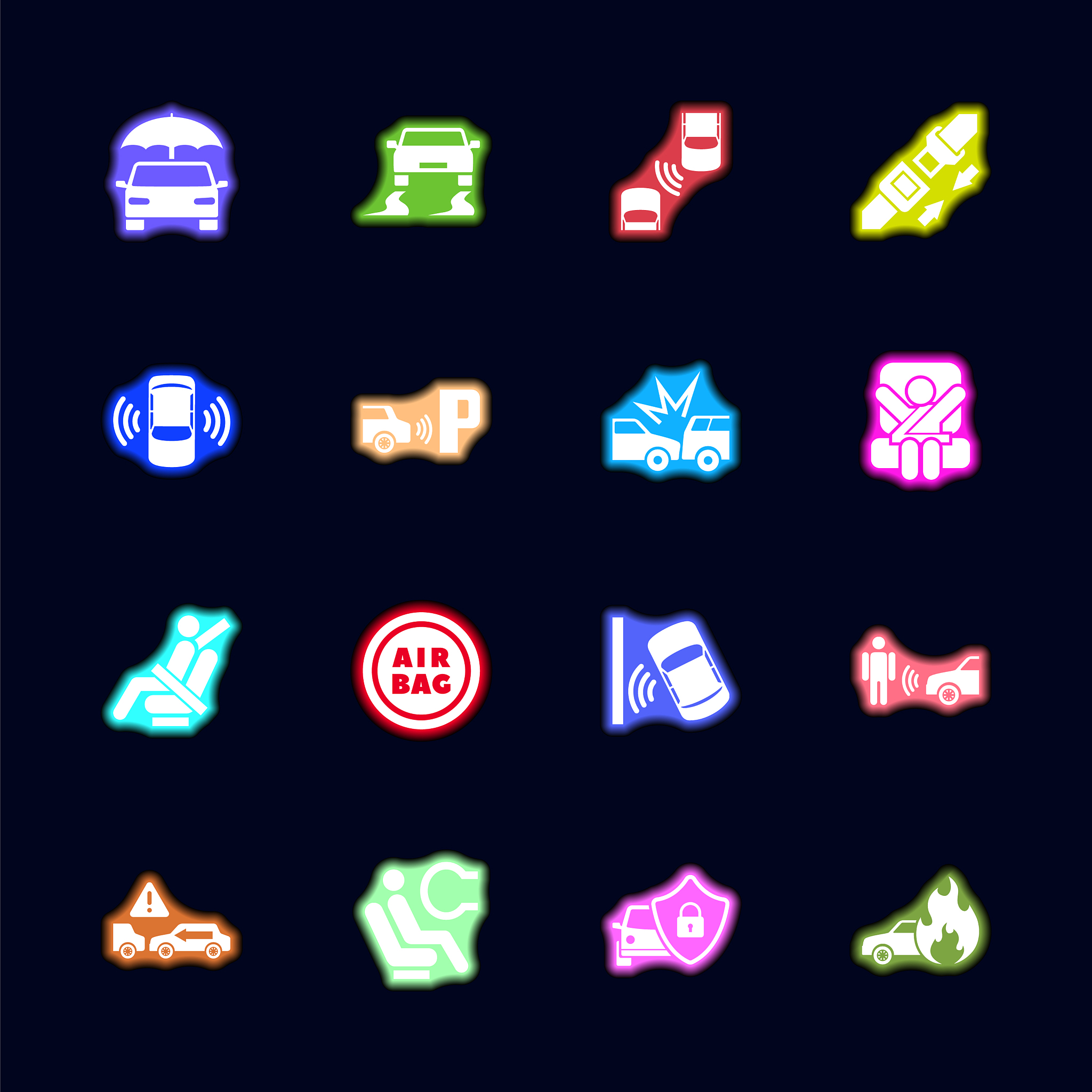 auto safety - flat icons