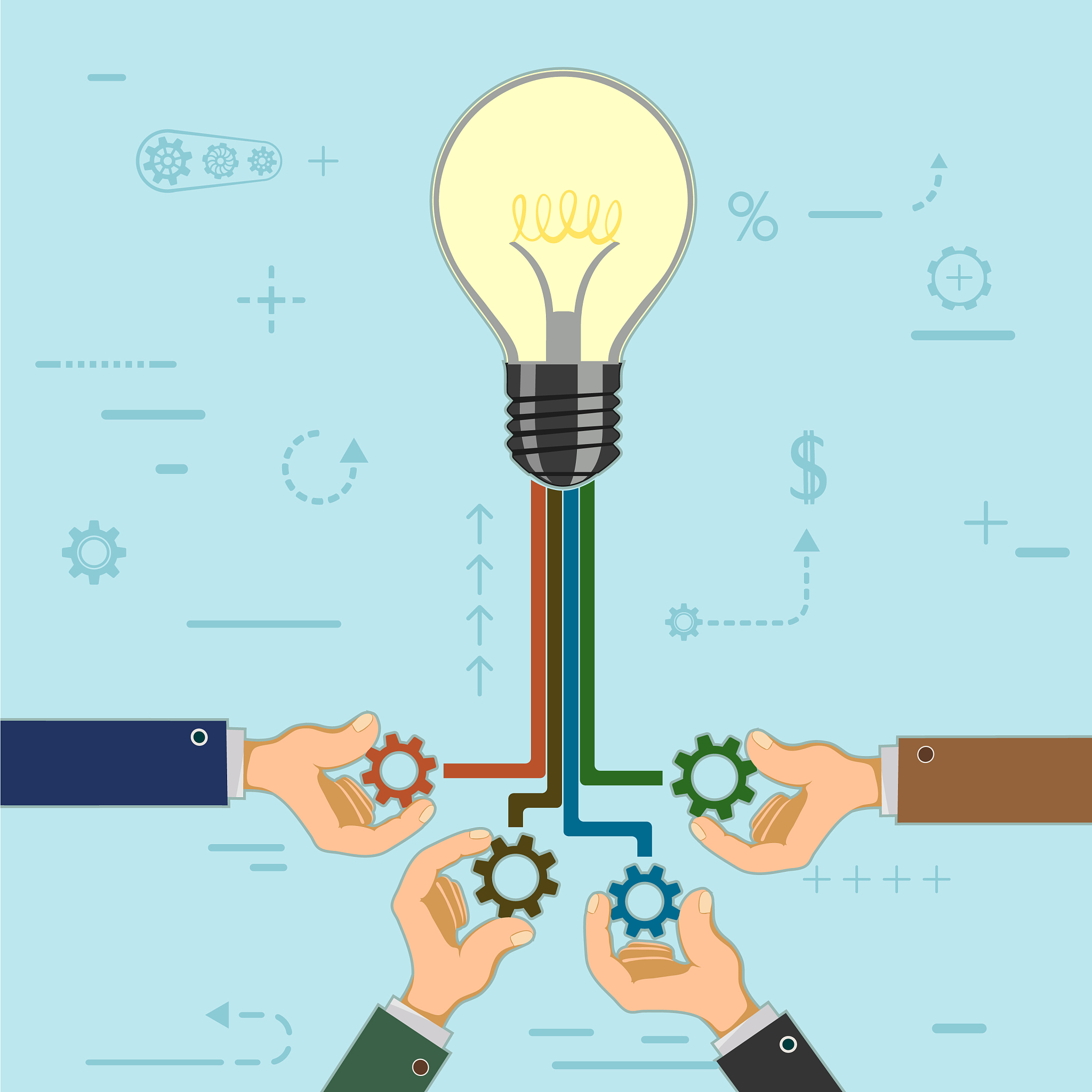businessman hold gears in hands