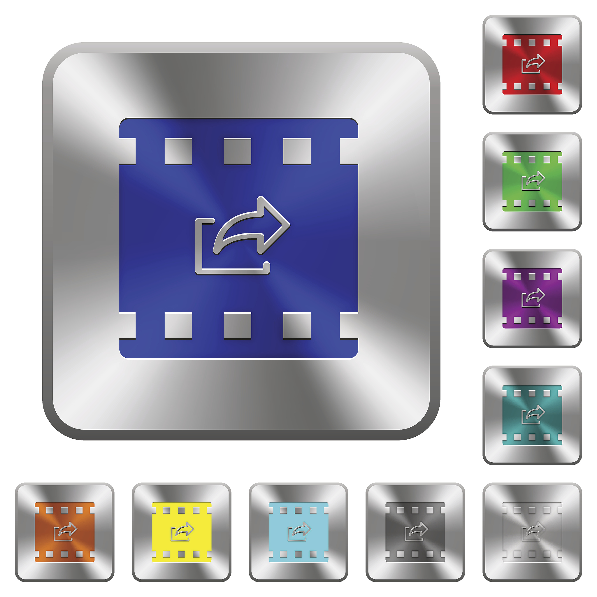 export movie rounded square steel buttons