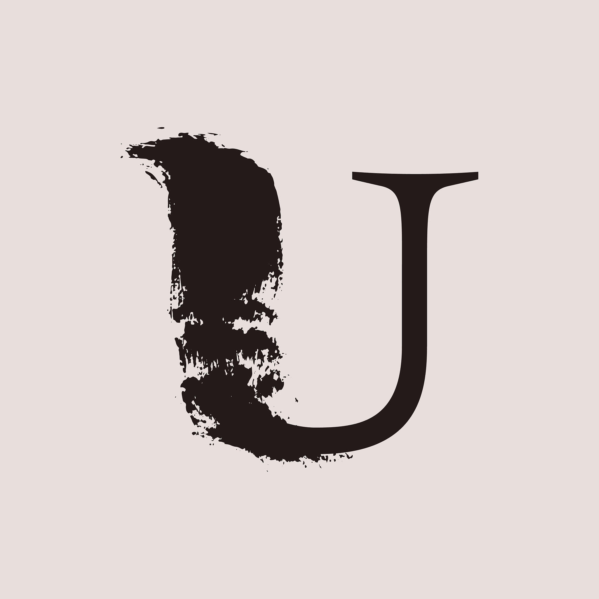 u letter logo. custom serif style lettering with hand drawn brus
