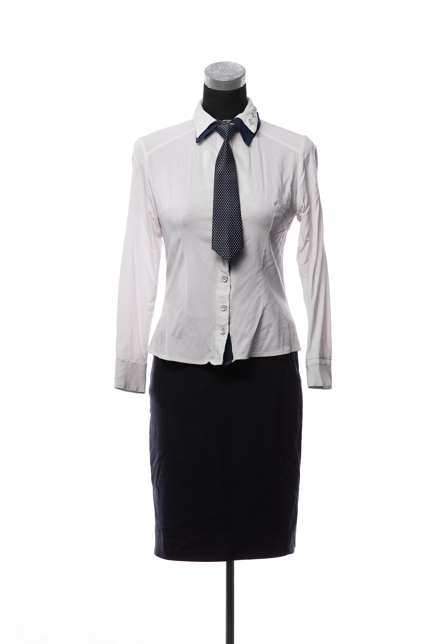 stewardess uniform on mannequin isolated on white background