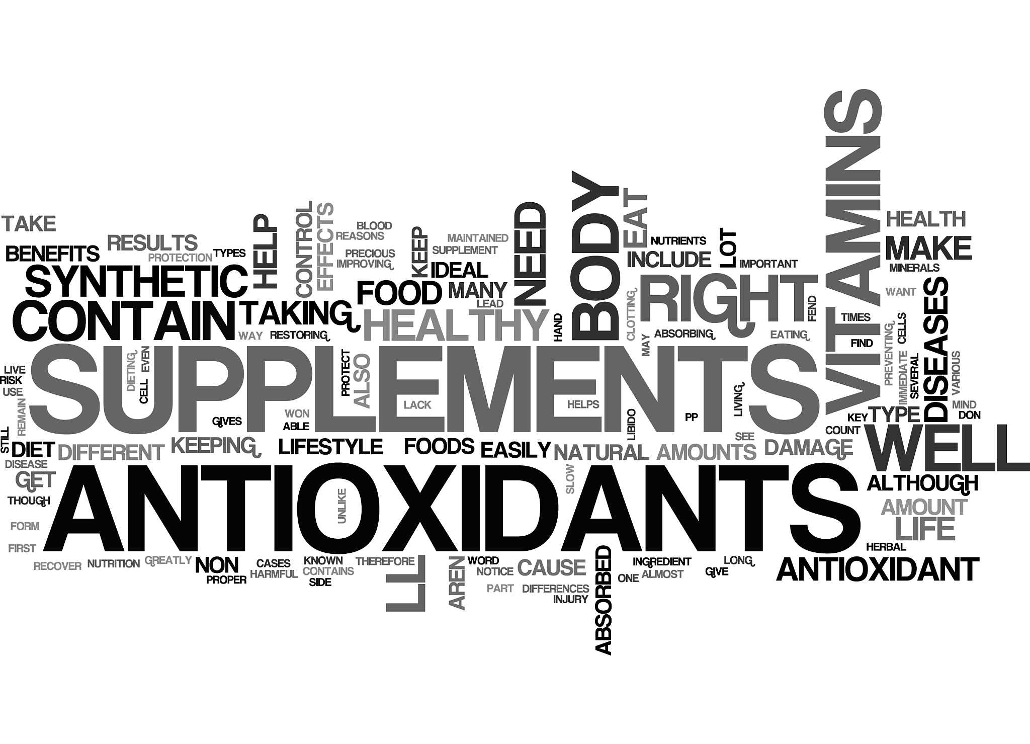 antioxidant supplement text word cloud concept