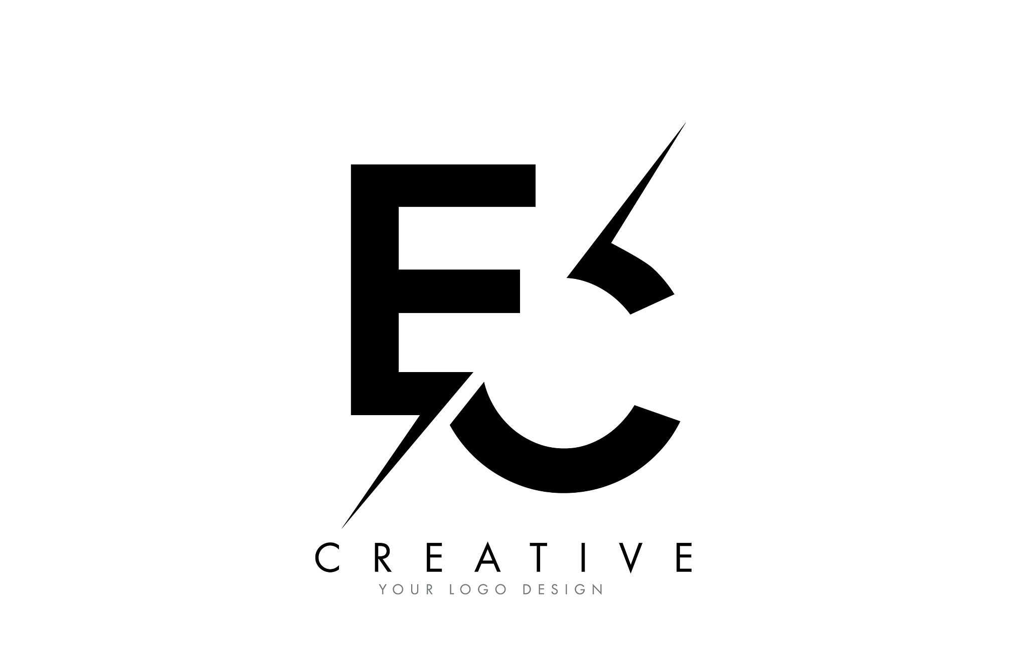 ec e c letter logo design with a creative cut