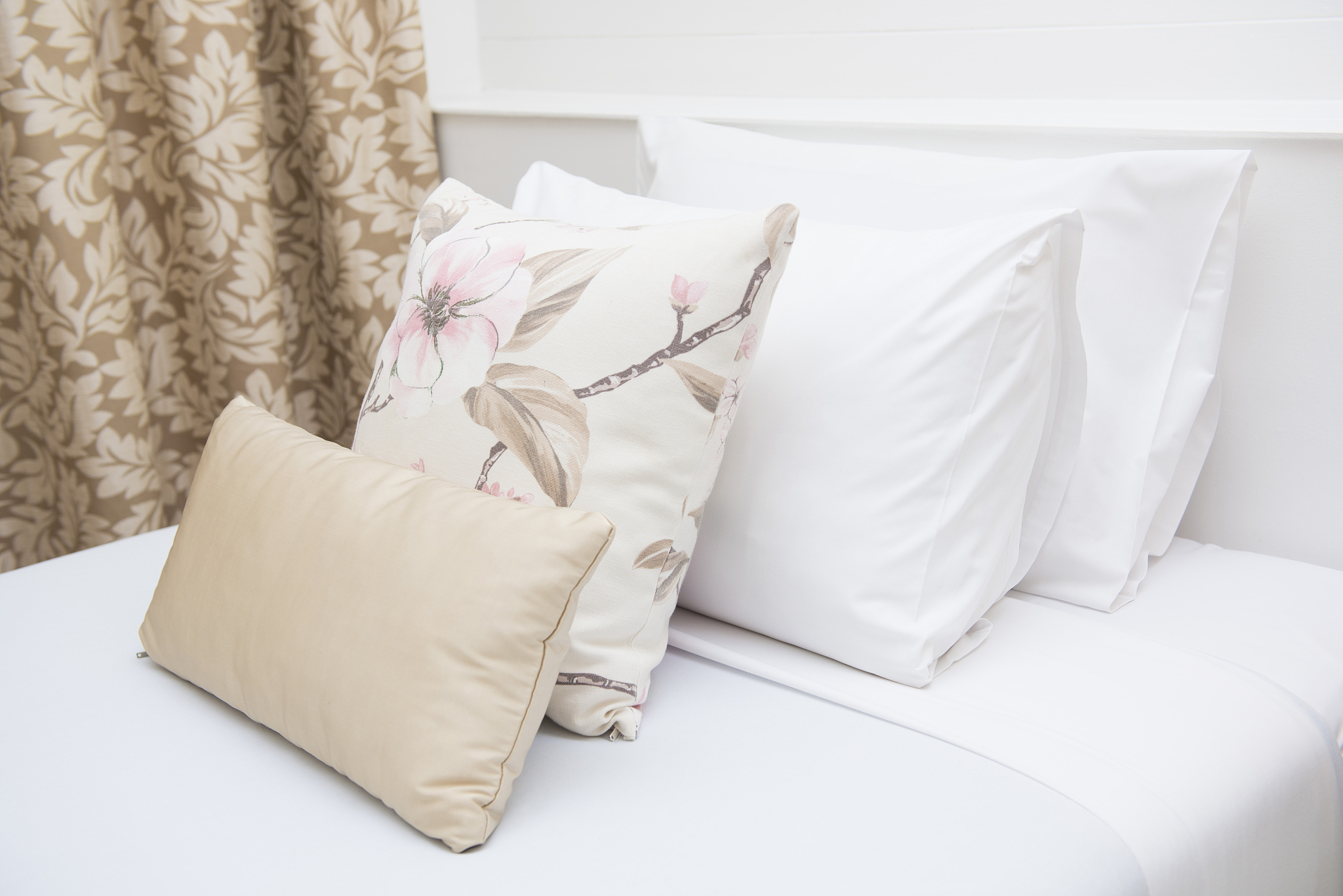comfortable soft pillows on the bed
