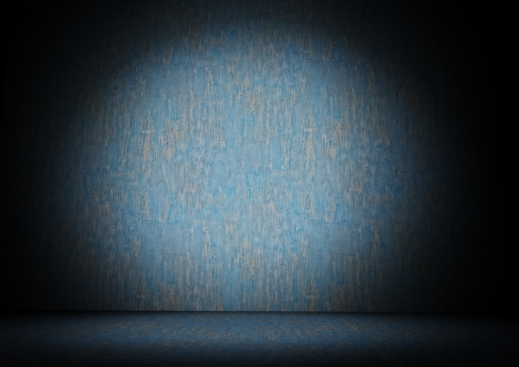 blue colored metal surface wall and floor with faded lights good