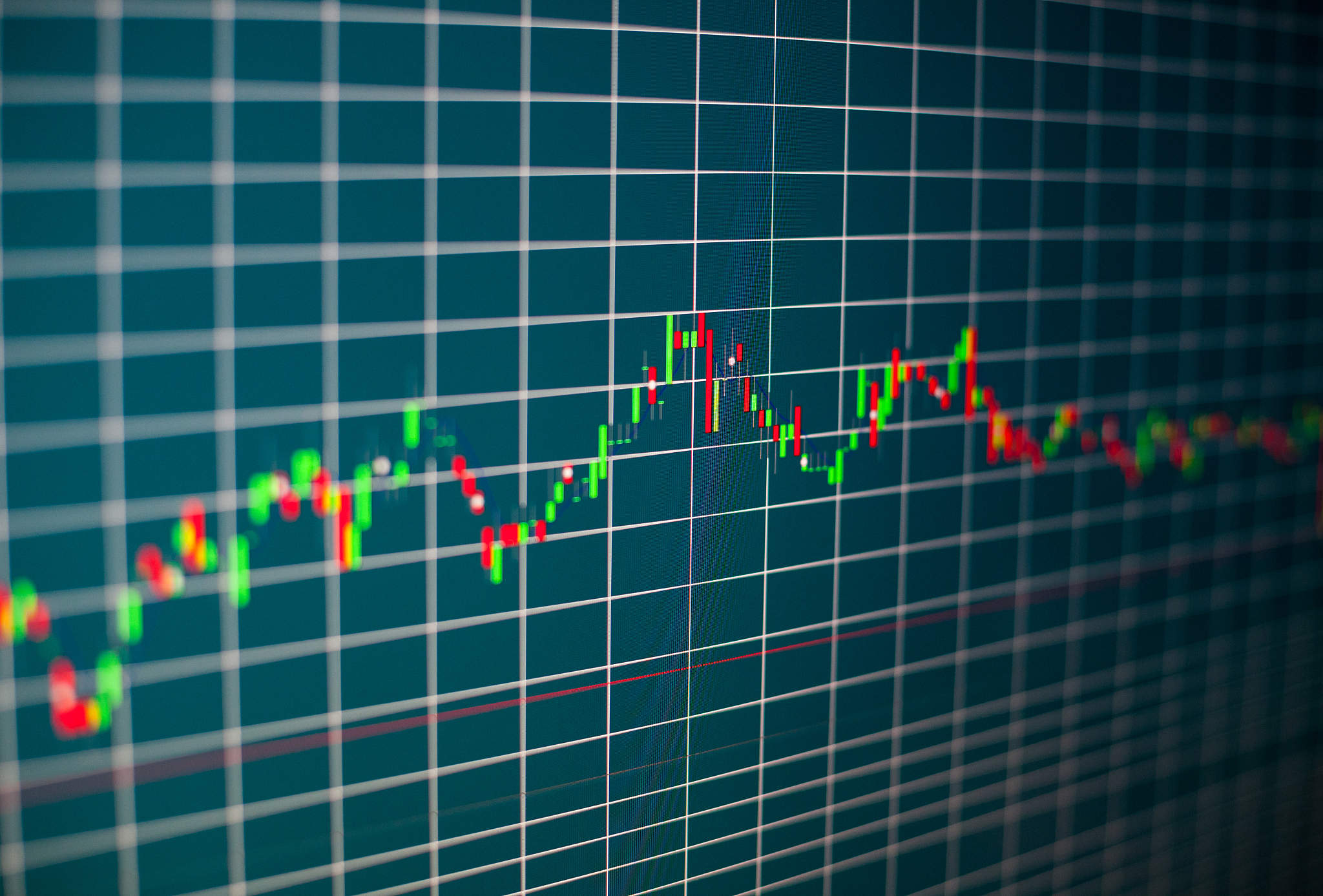 financial graph on a computer monitor screen.