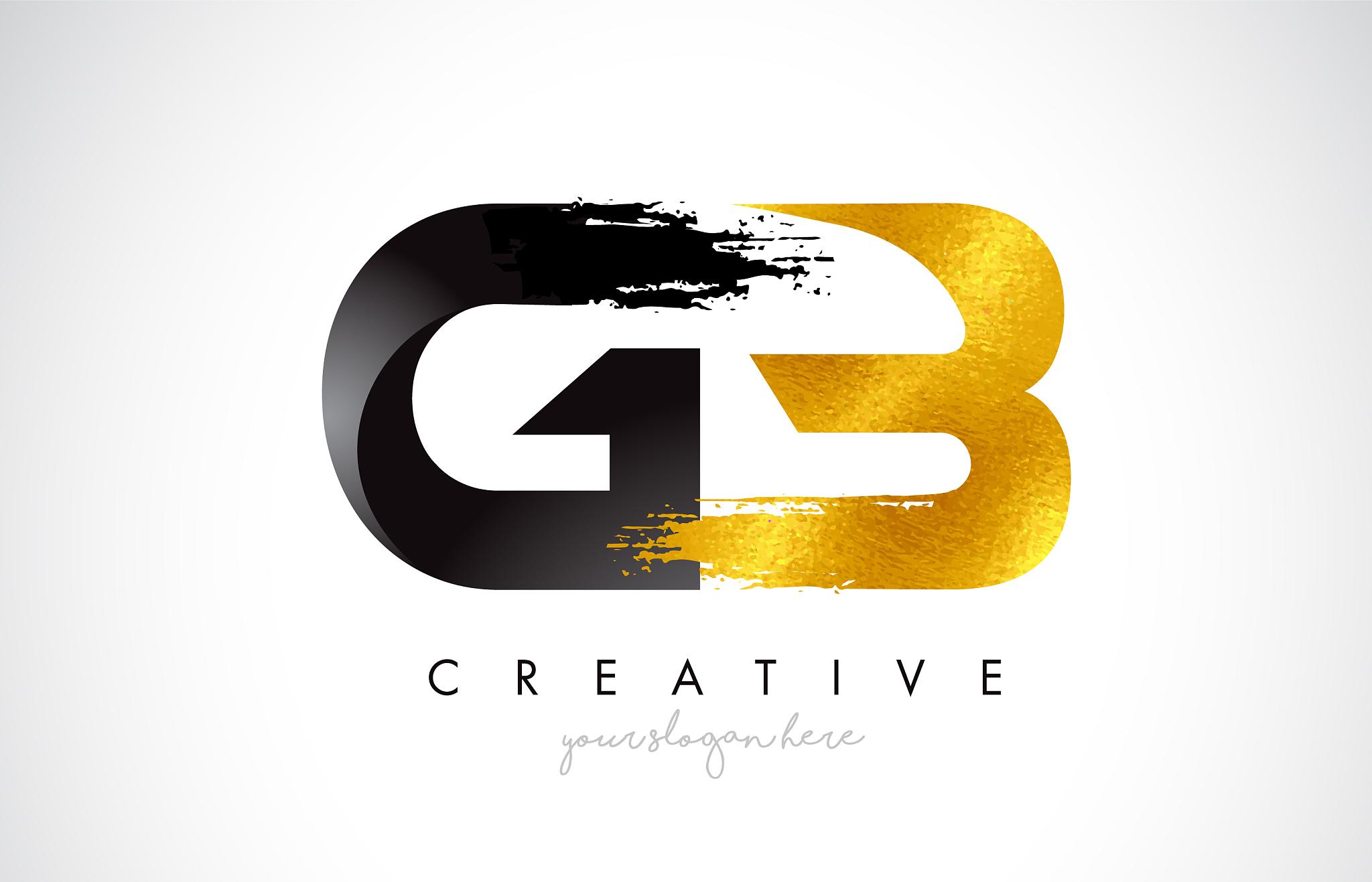 gb letter design with brush stroke and modern 3d