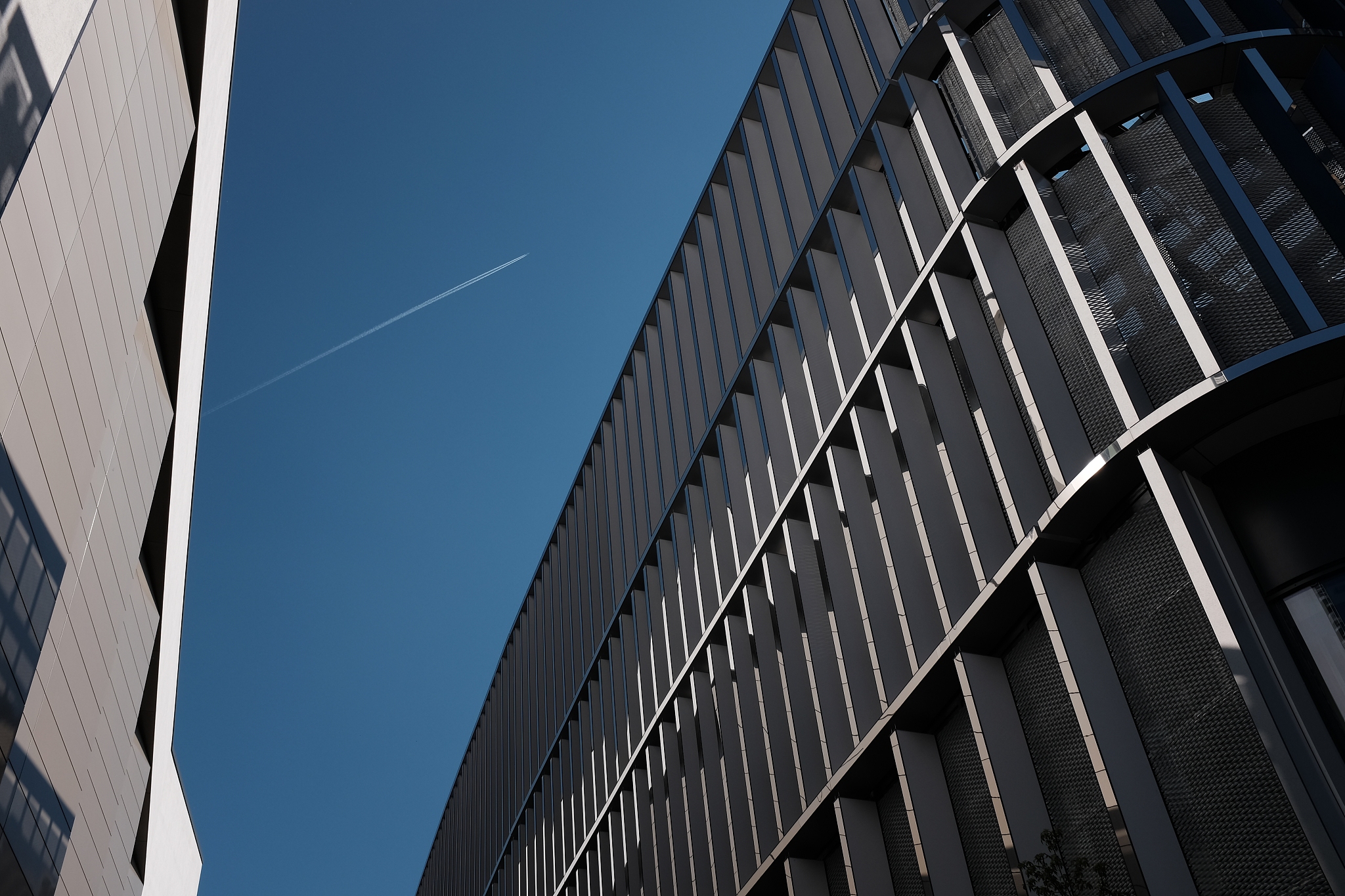 low angle view of modern building against sky
