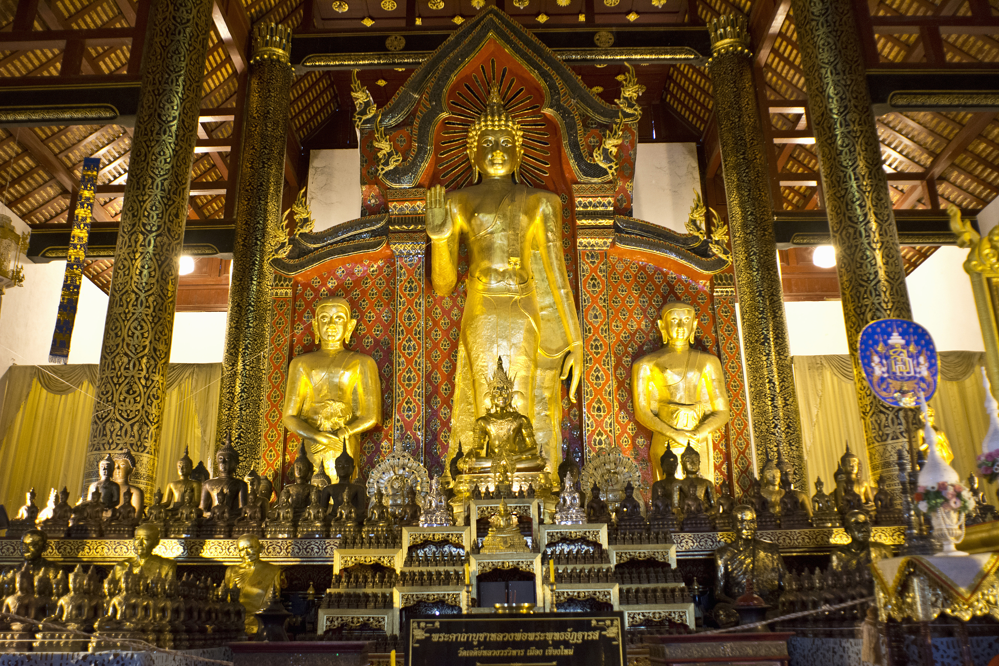 buddhist temple altar, chiang mai city, thailand