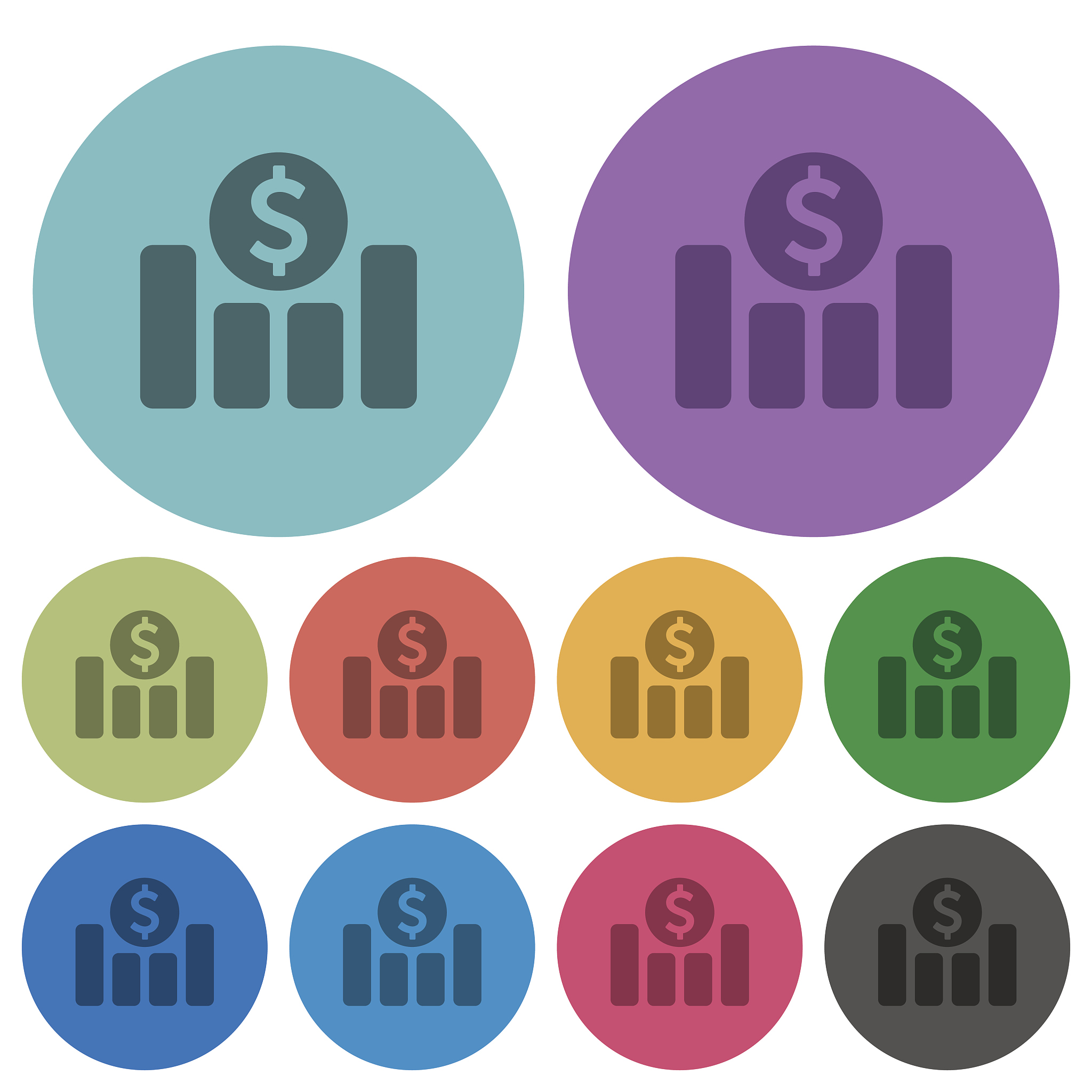 dollar graph color flat icons