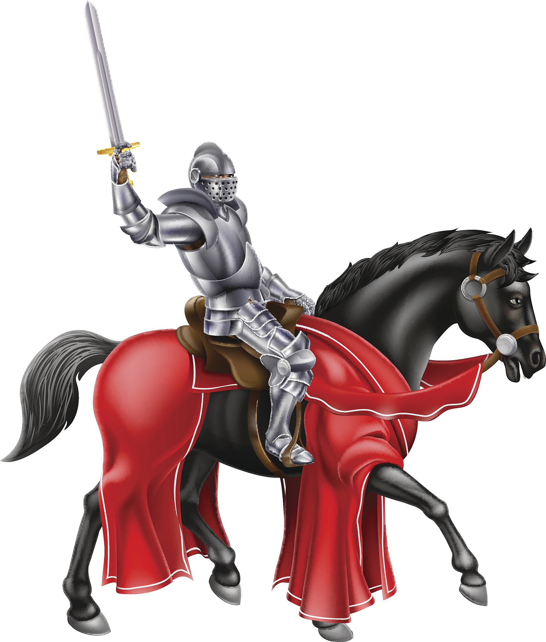 medieval knight on black horse