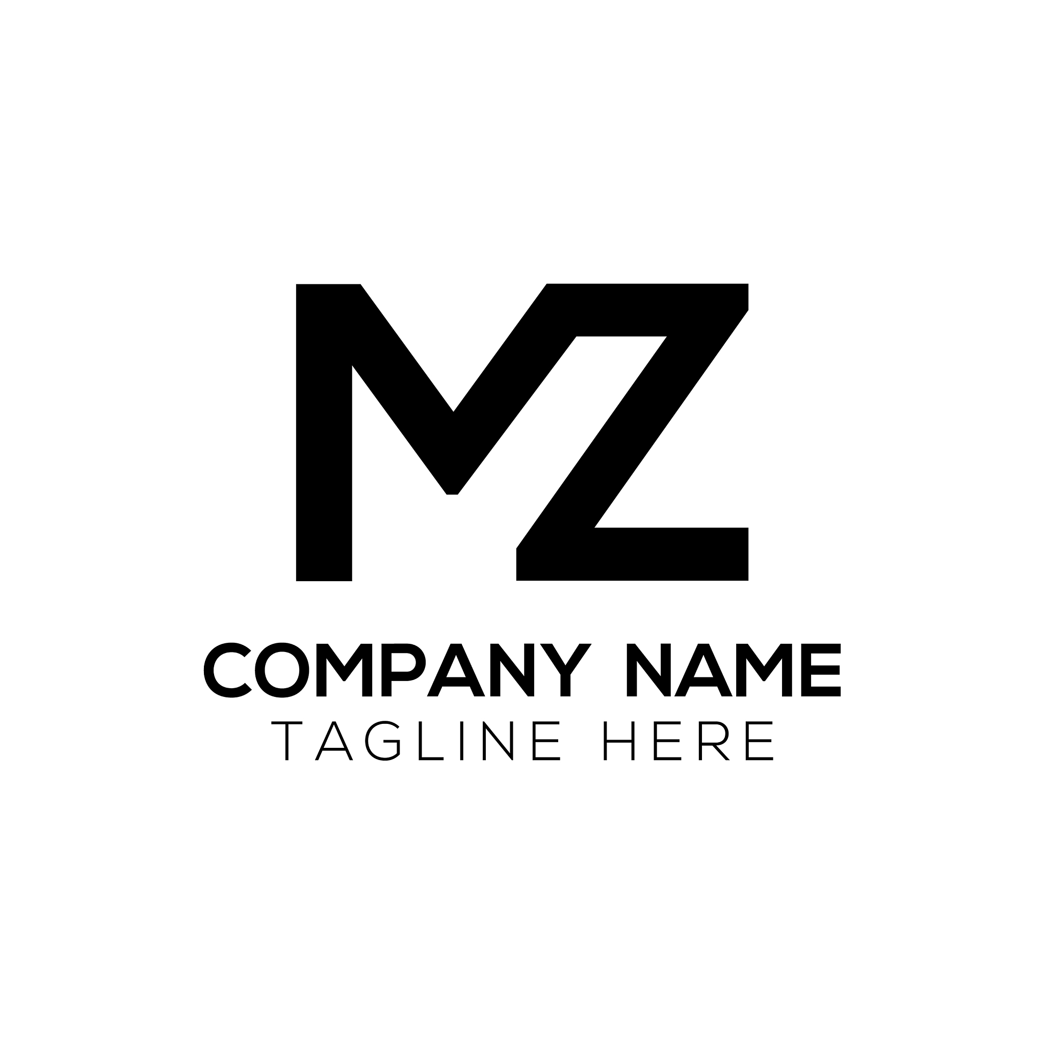 initial mz letter logo design template abstract