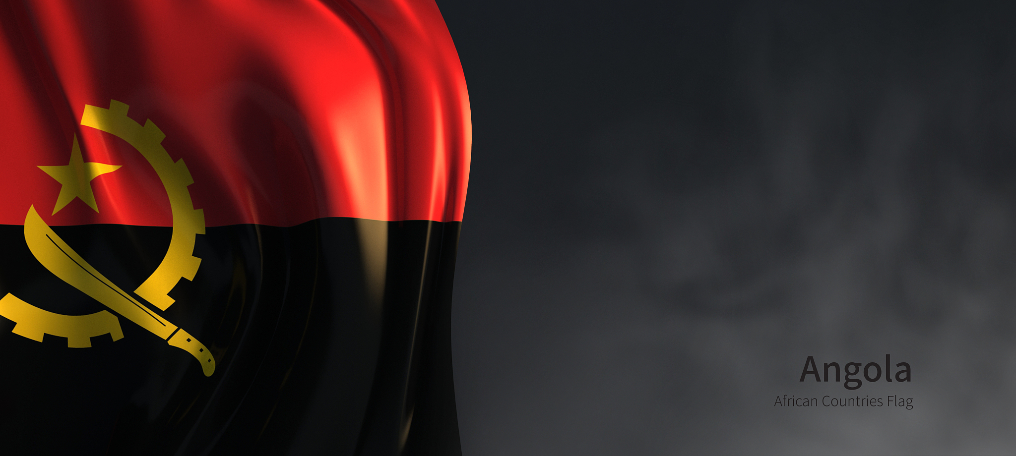 angola flag. african countries flag with smoky background.