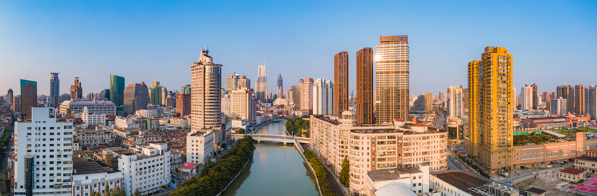 panoramic view of suzhou river in shanghai