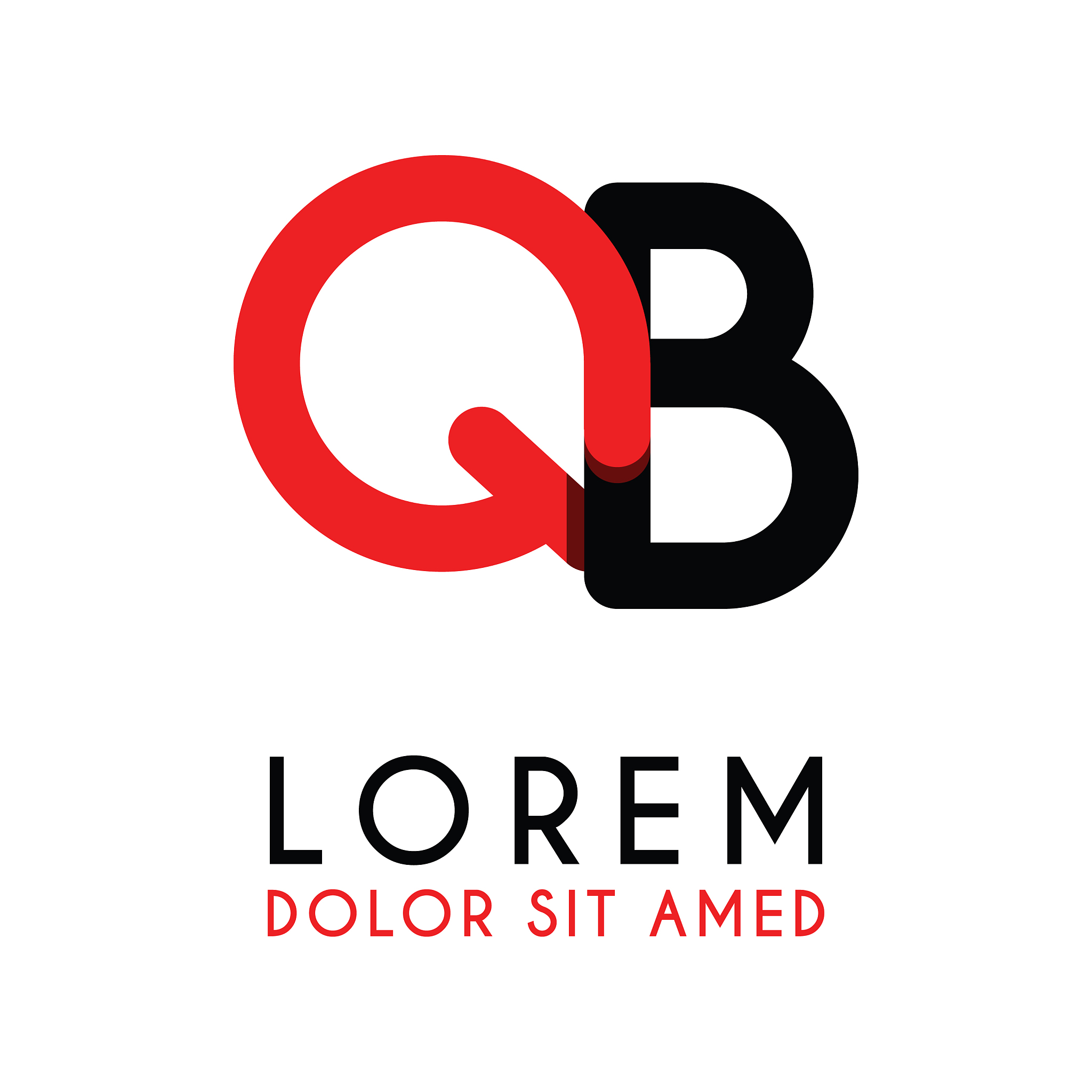 initial letter qb with red black and has rounded