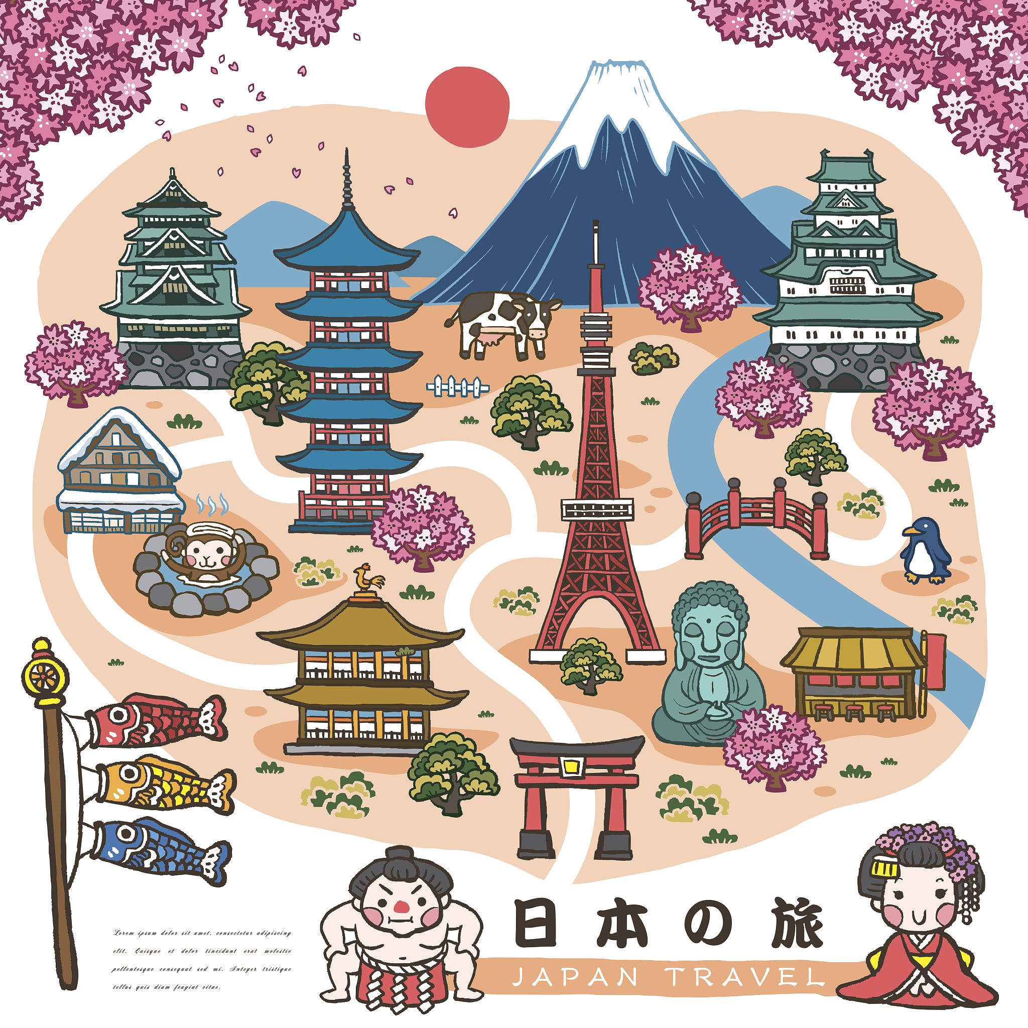 给我一份中国去日本三天的旅游路线请用中文回答