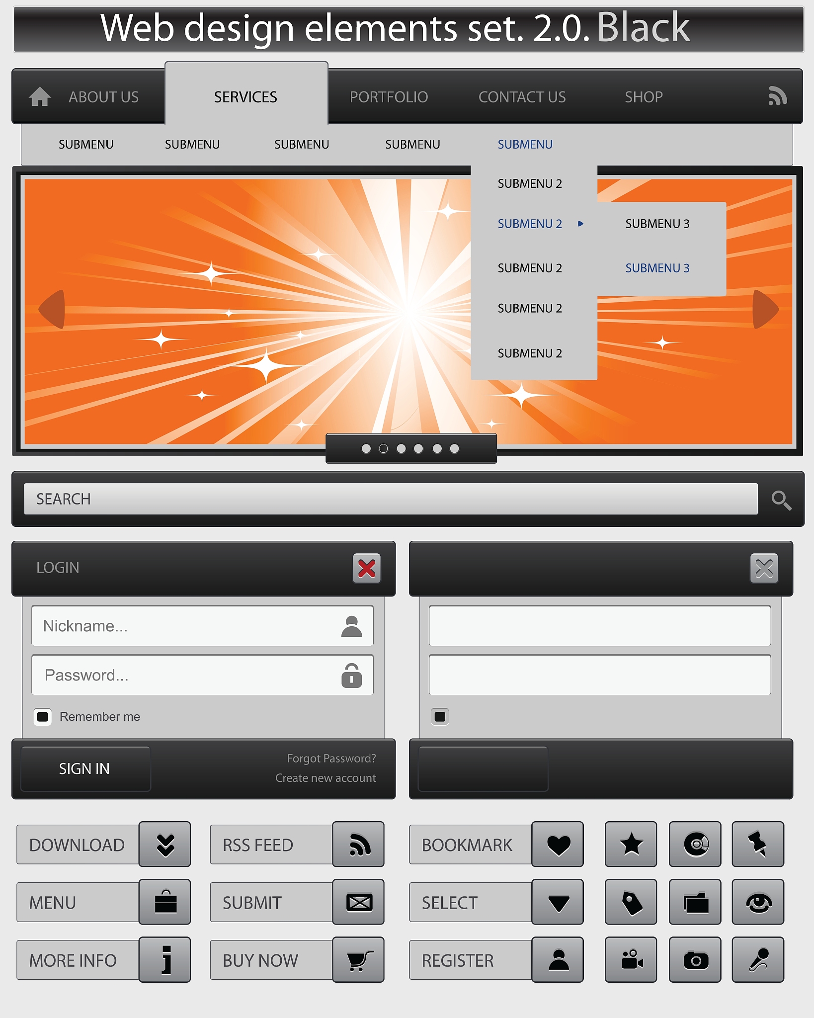 creative web design elements set