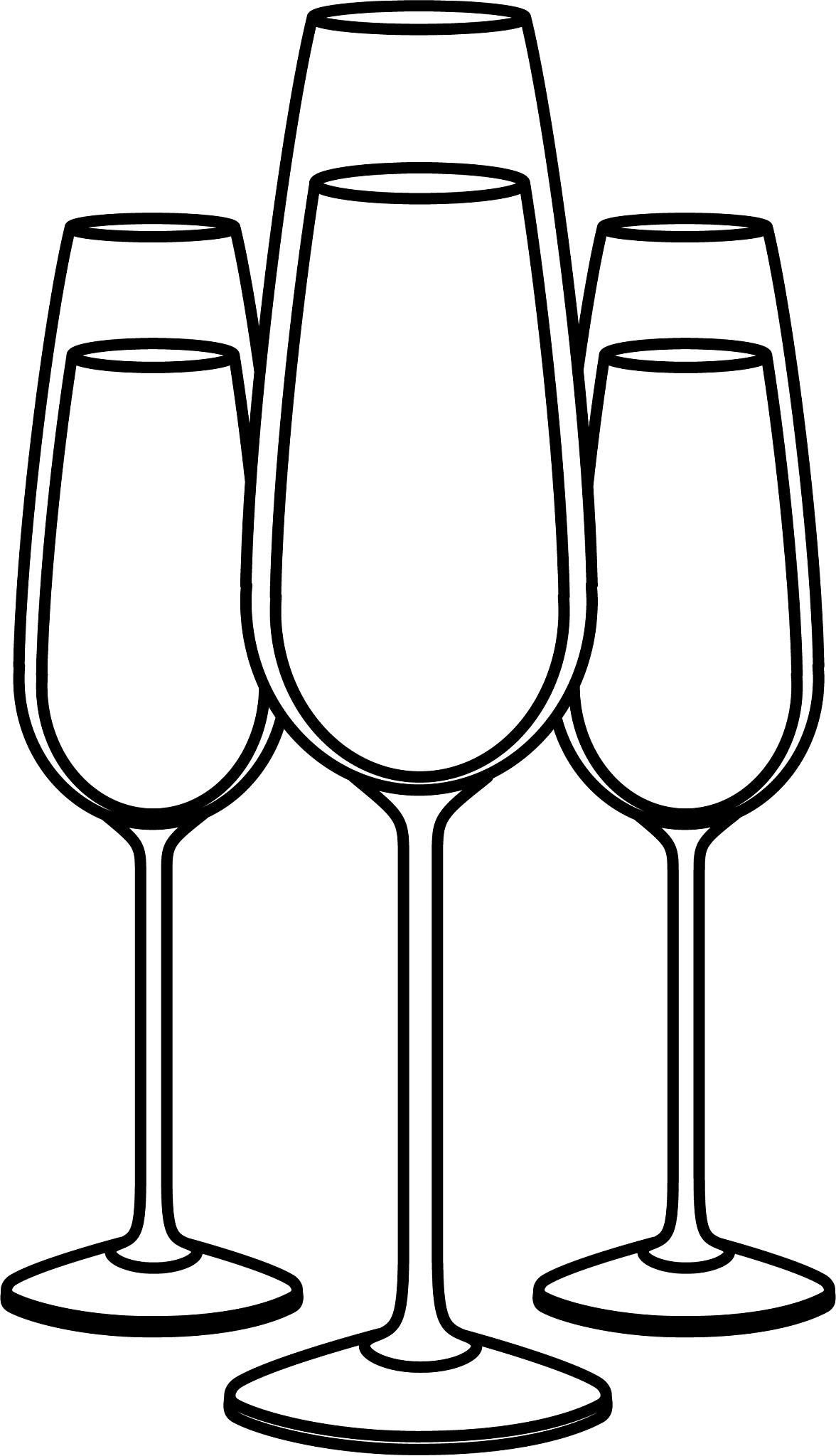 three glasses with champagne alcohol liquid