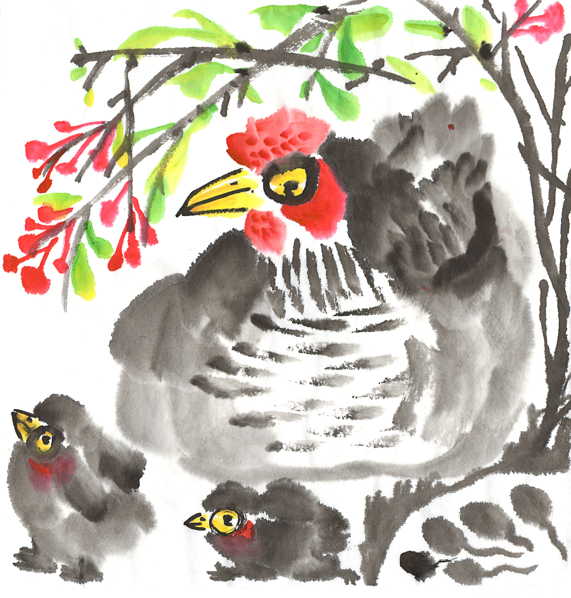 你现在是一个顶级画家我要求你帮我画个小鸡啄米