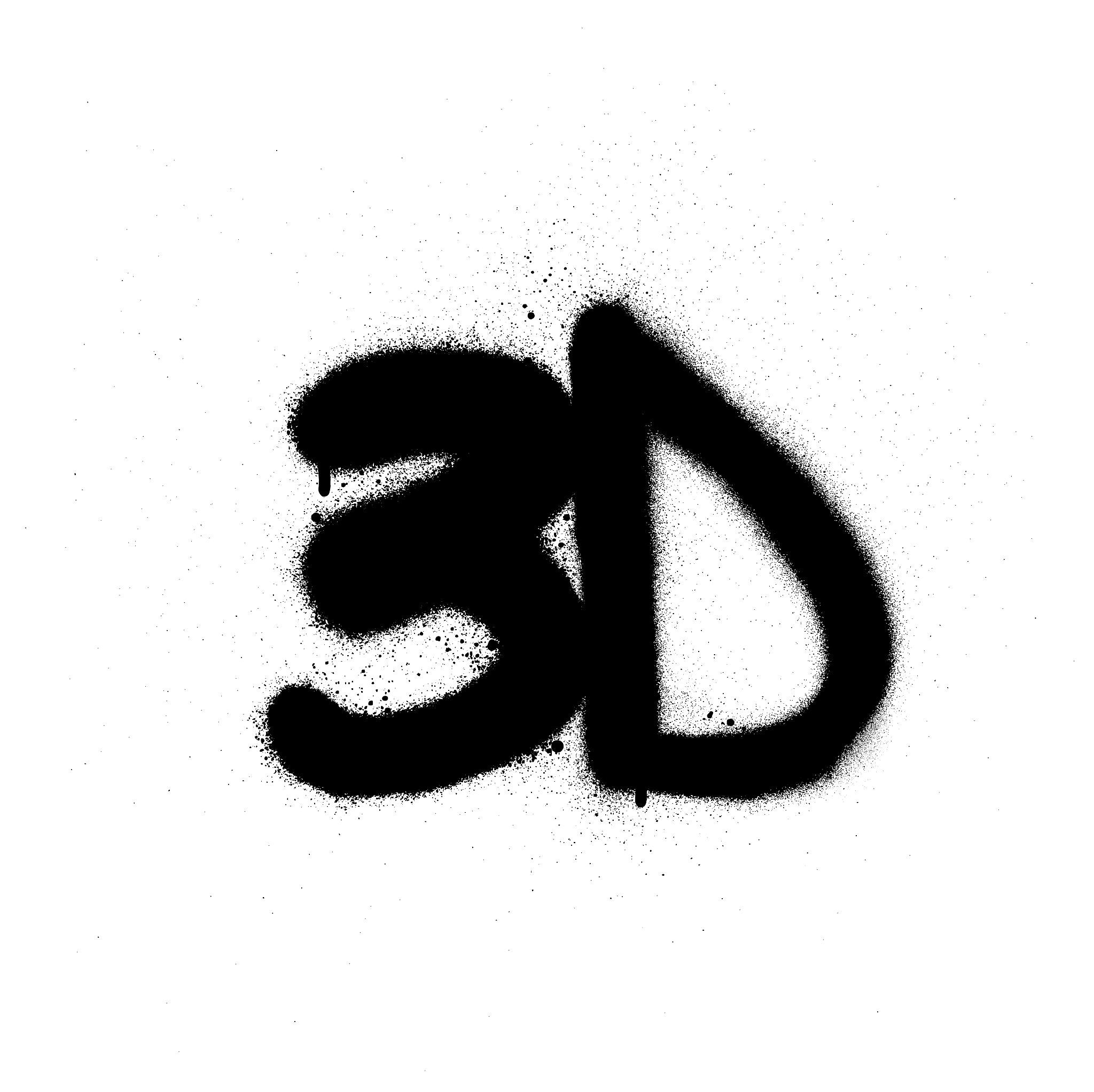 graffiti 3d abbreviation sprayed in black over white