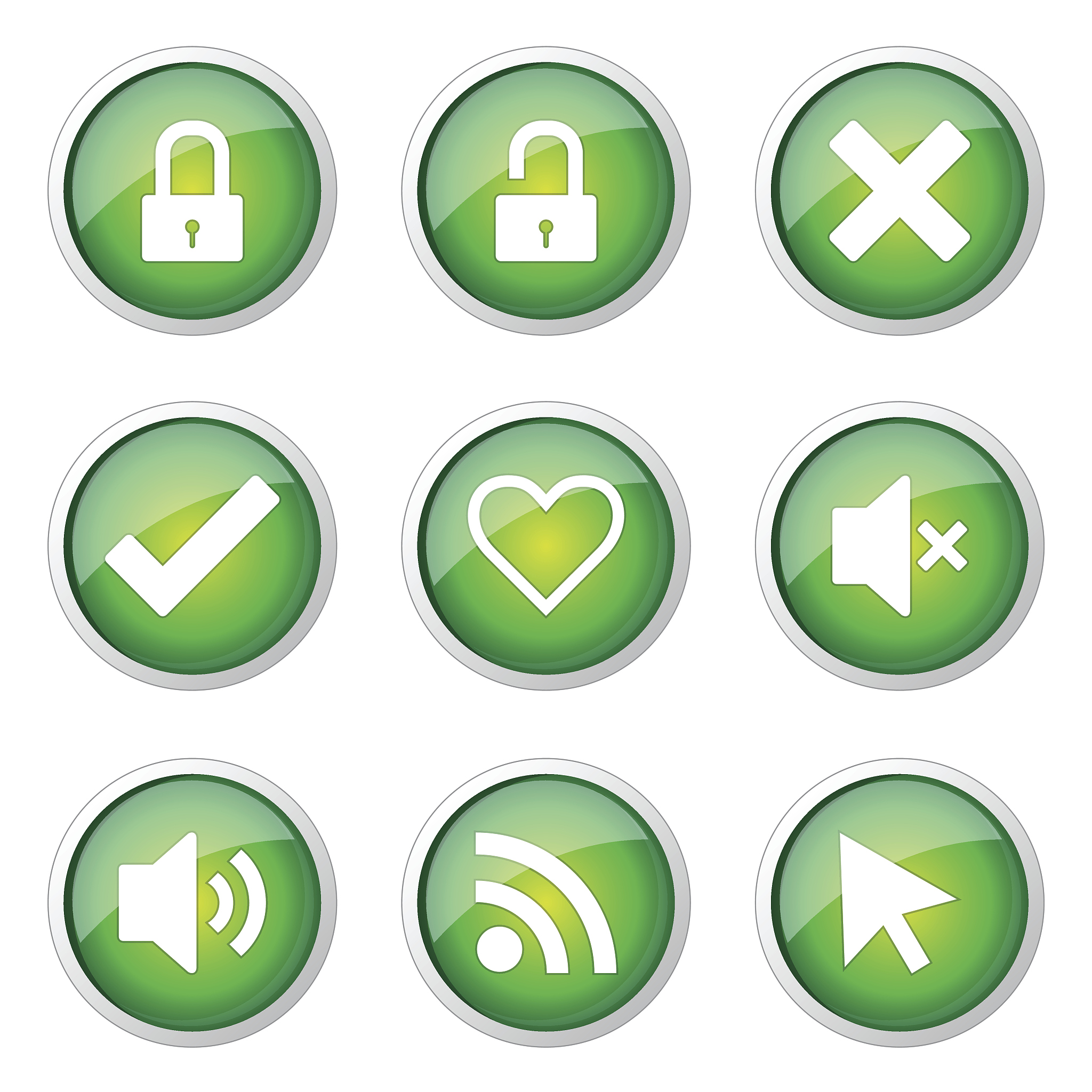 seo internet sign green vector button icon design set 4