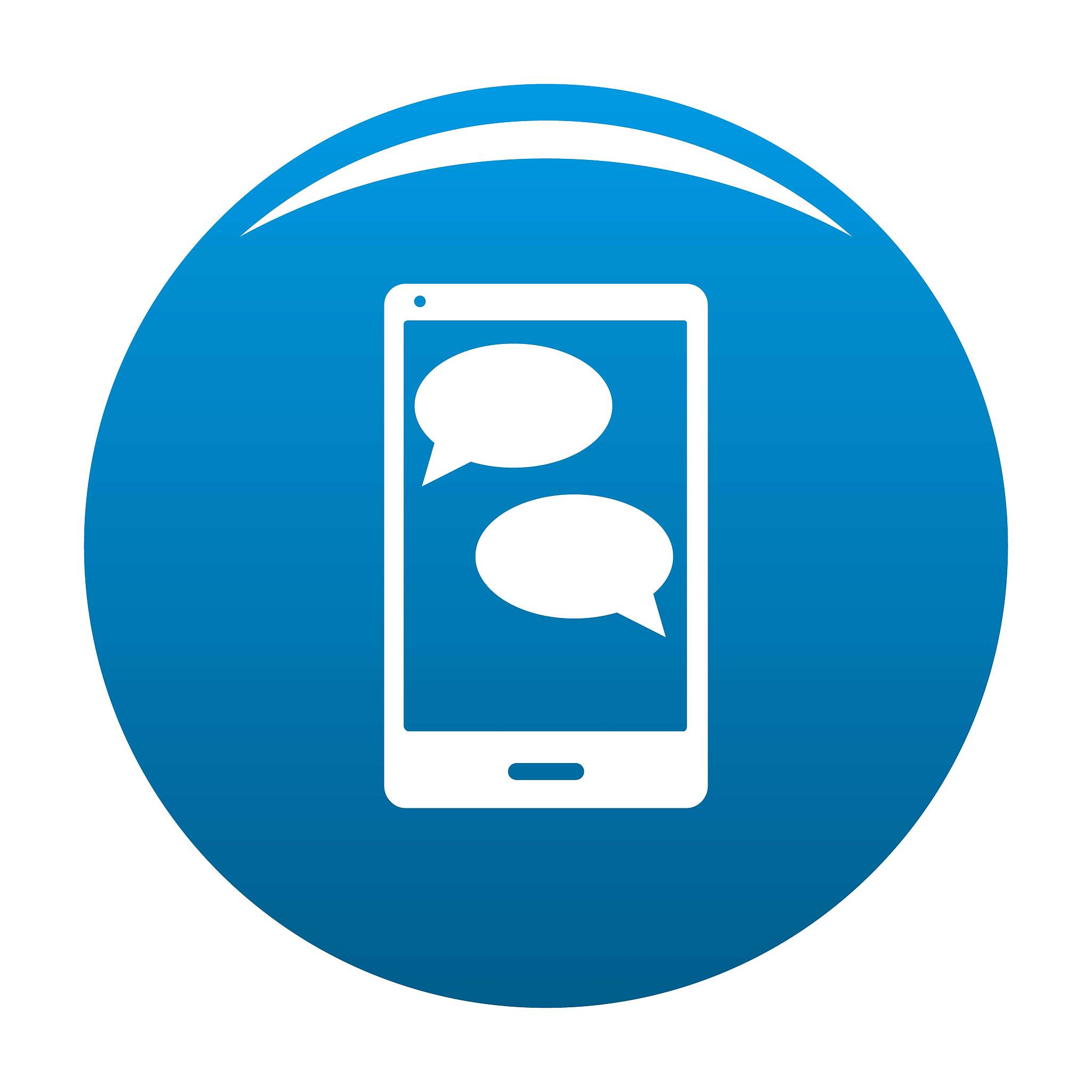 mobile chat icon blue vector