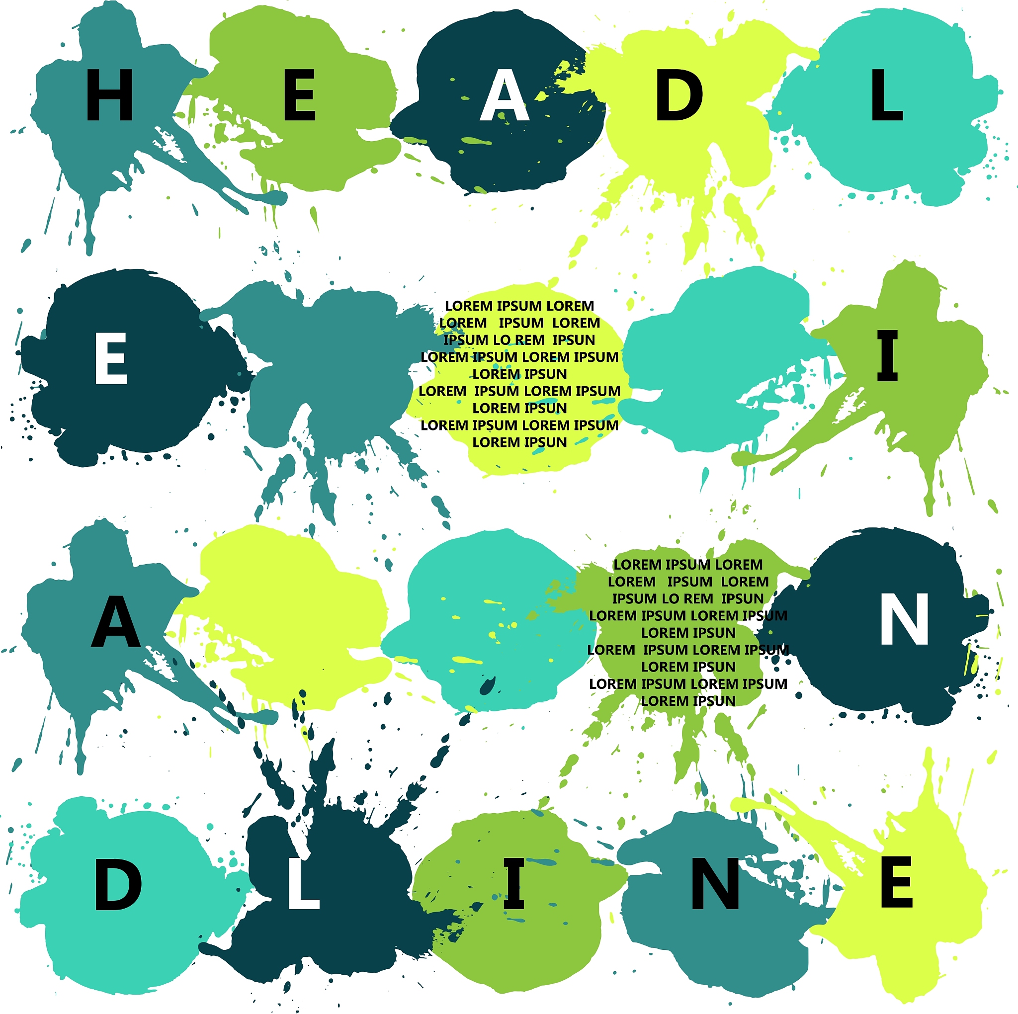 headline with color splash and blots