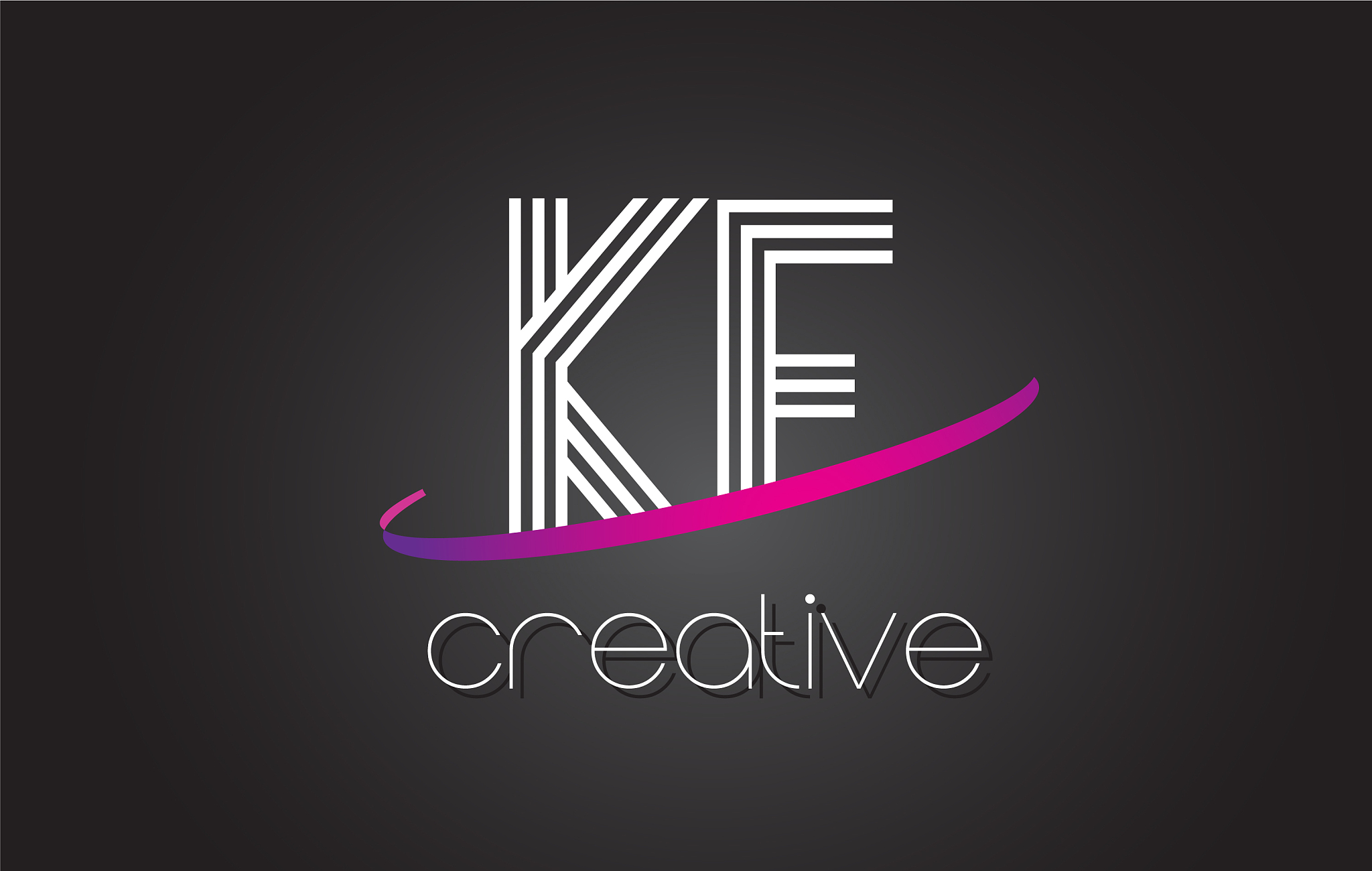 kf k f letter logo with lines design and purple