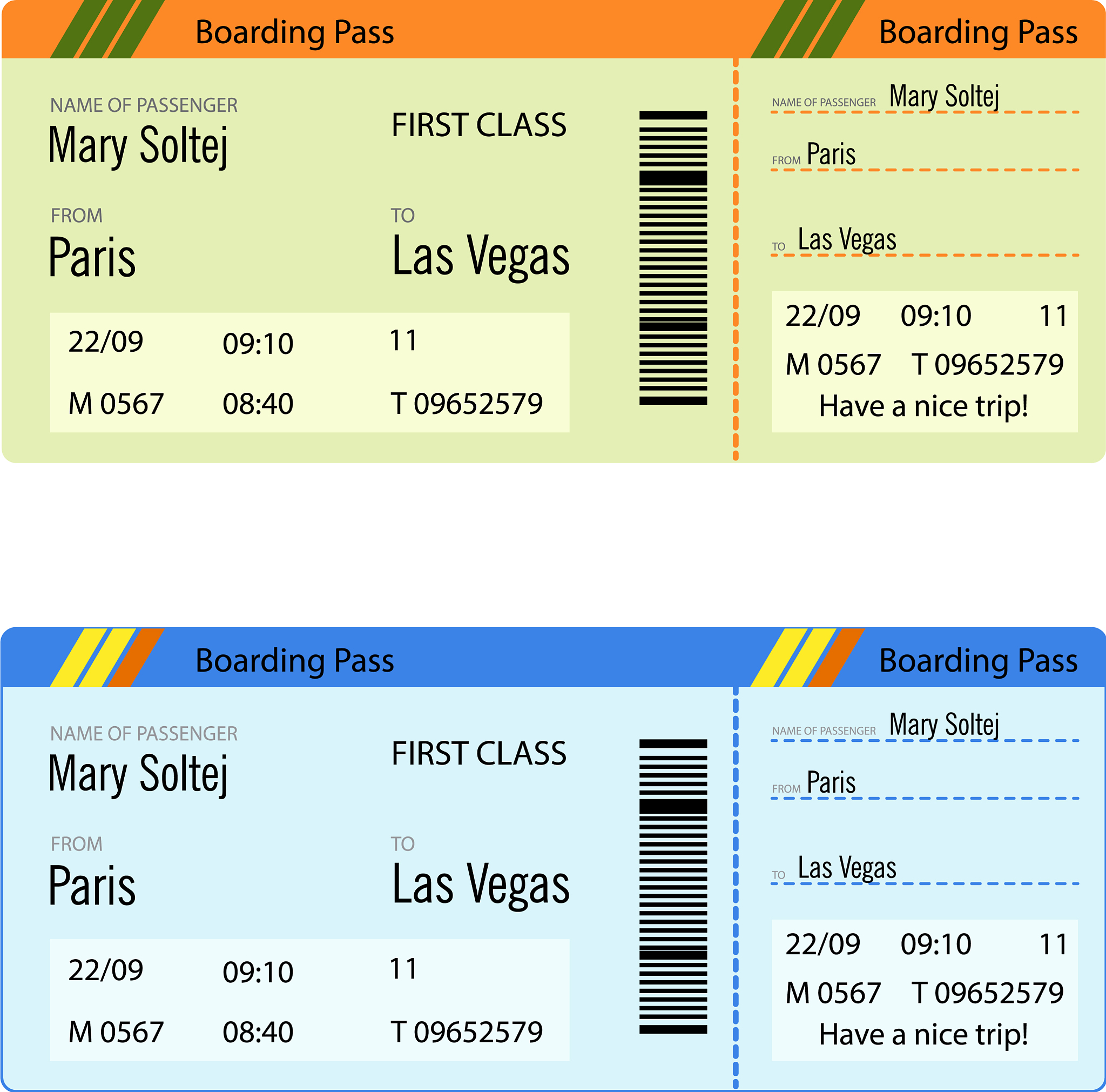 行李小票按照顺序