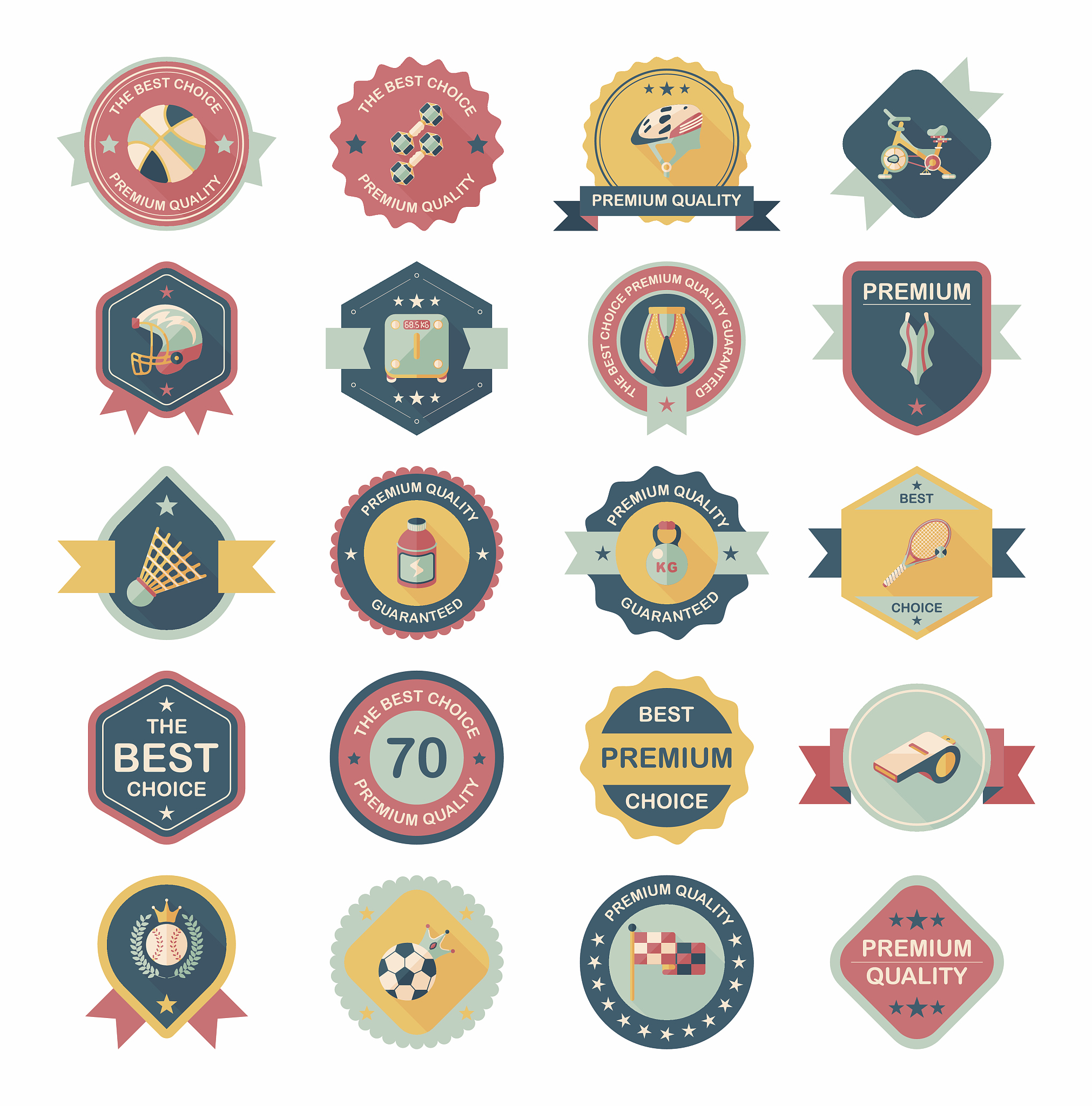 sport badge flat banner design background set, eps10