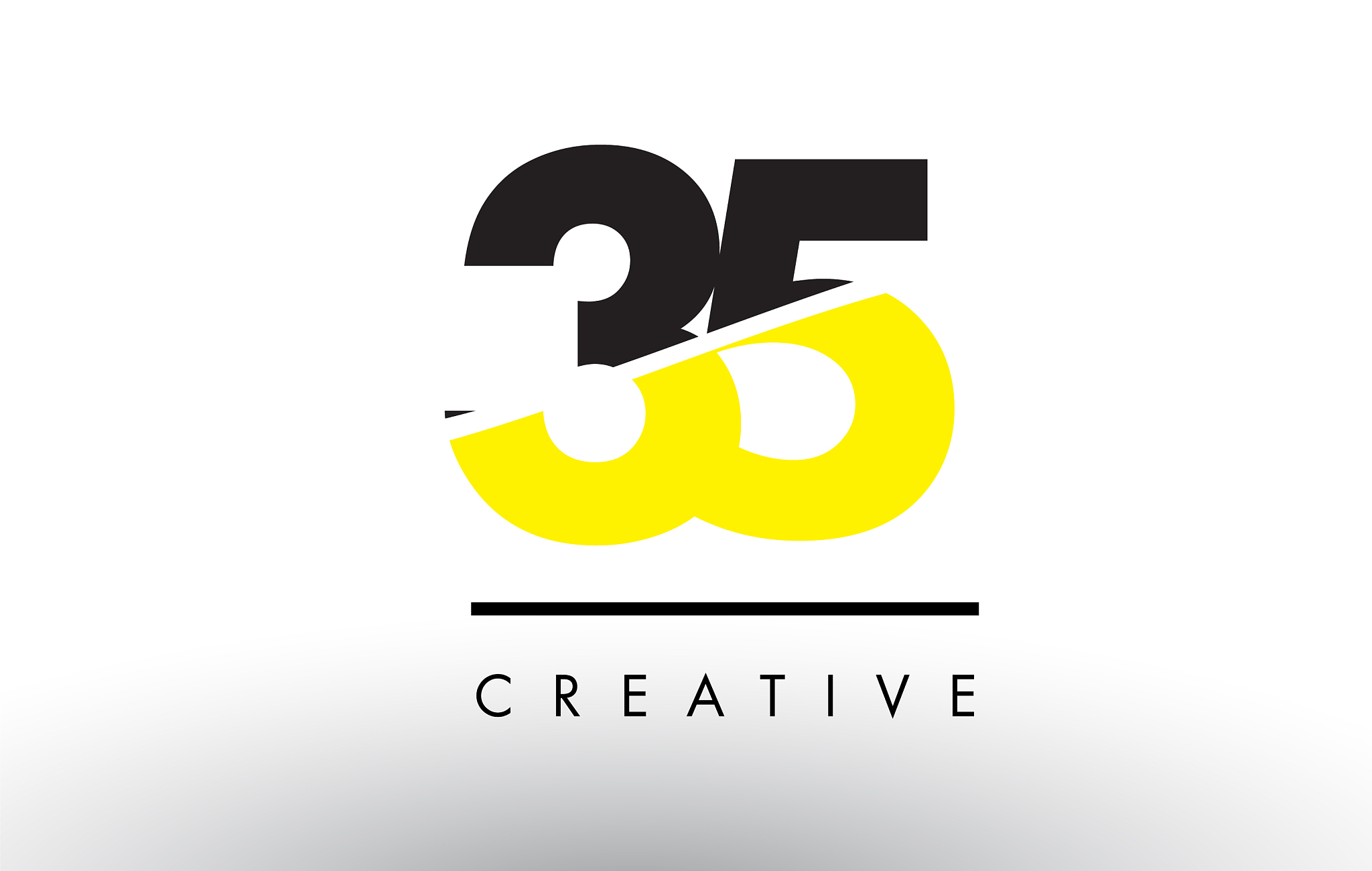 35 black and yellow number logo design