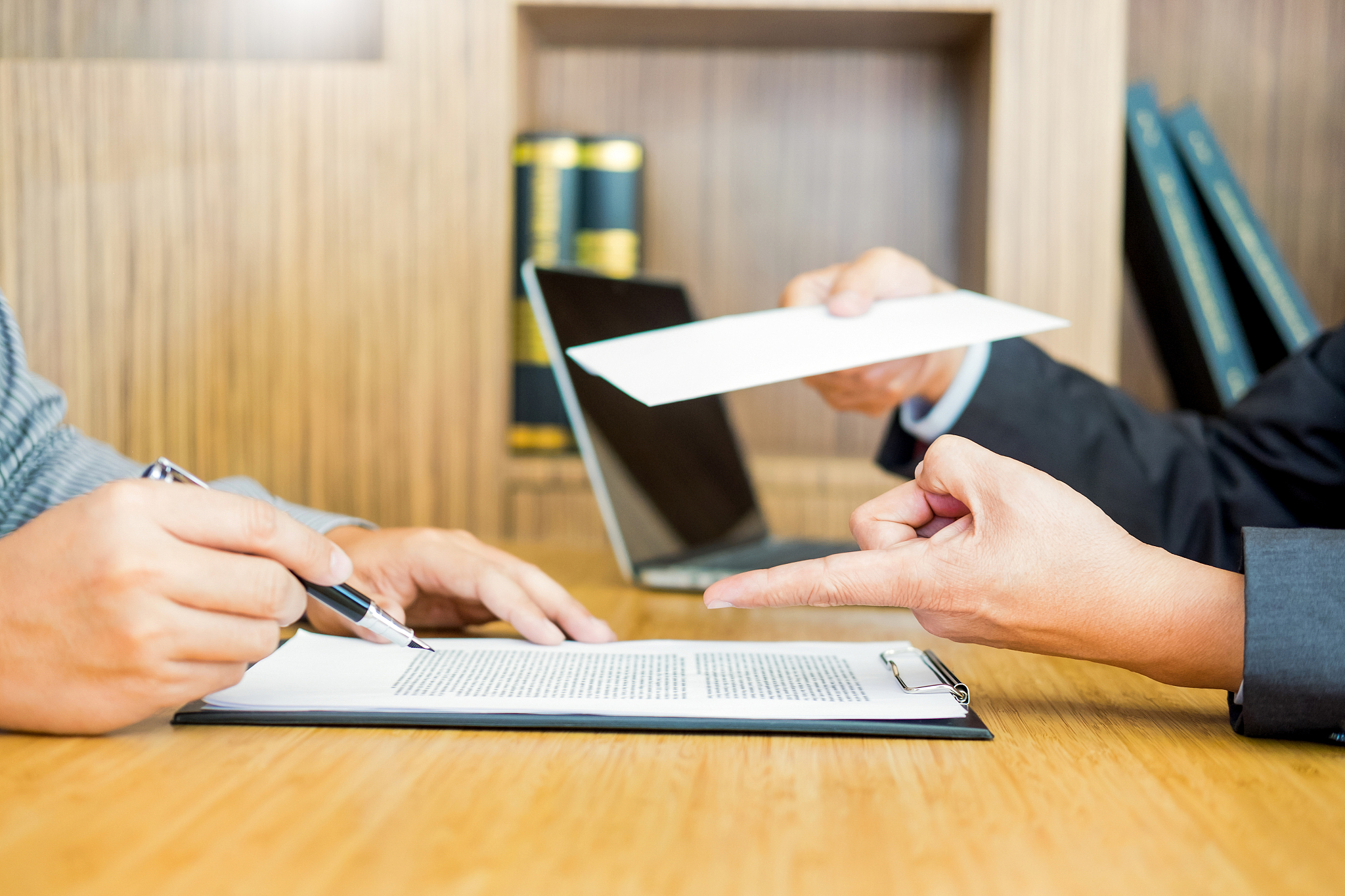 close-up of business colleagues working in office