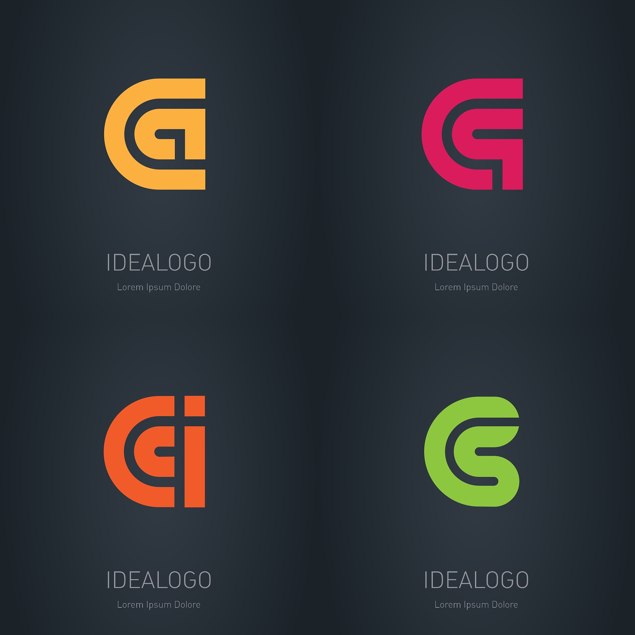 set of logos with letters c a q i s initial