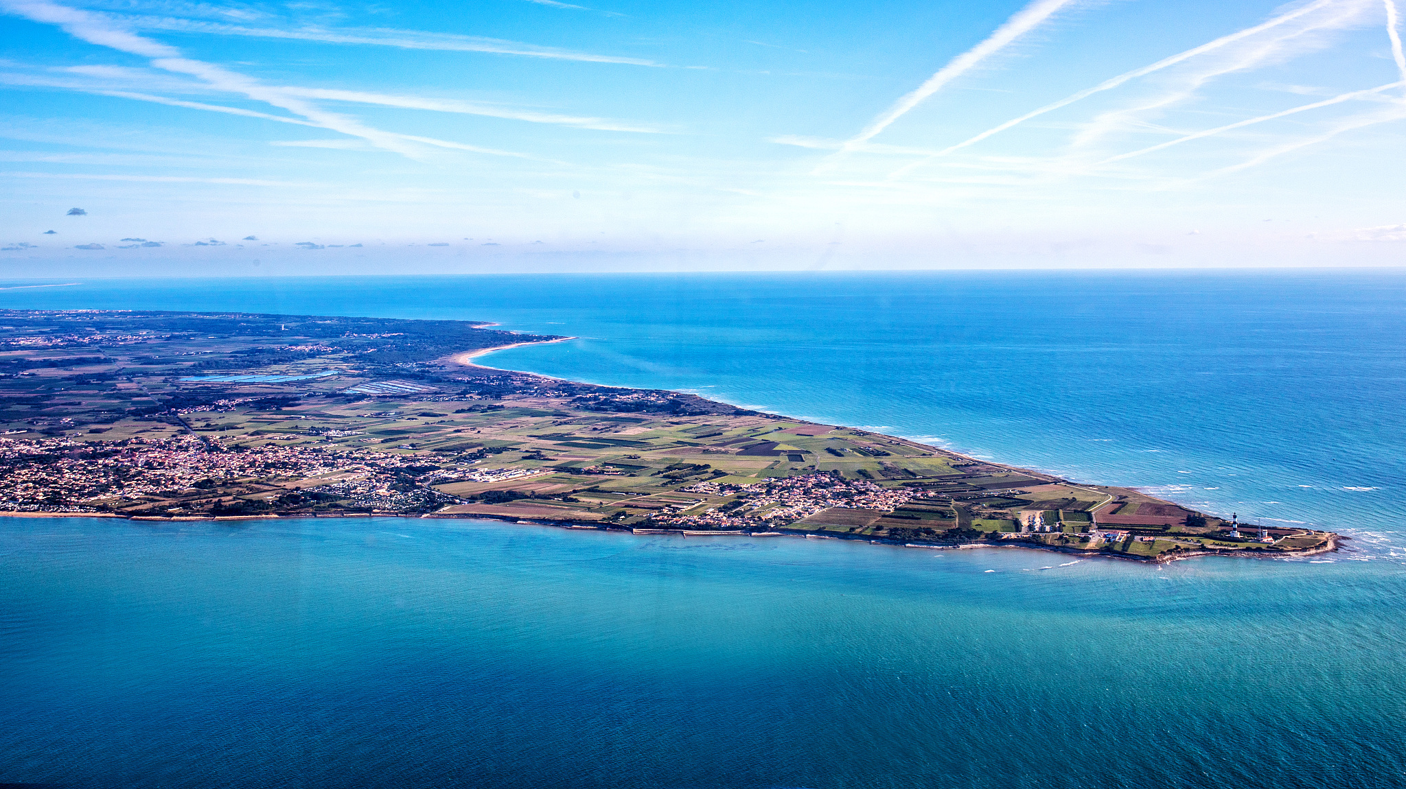 atlantic ocean and oleron island from sky