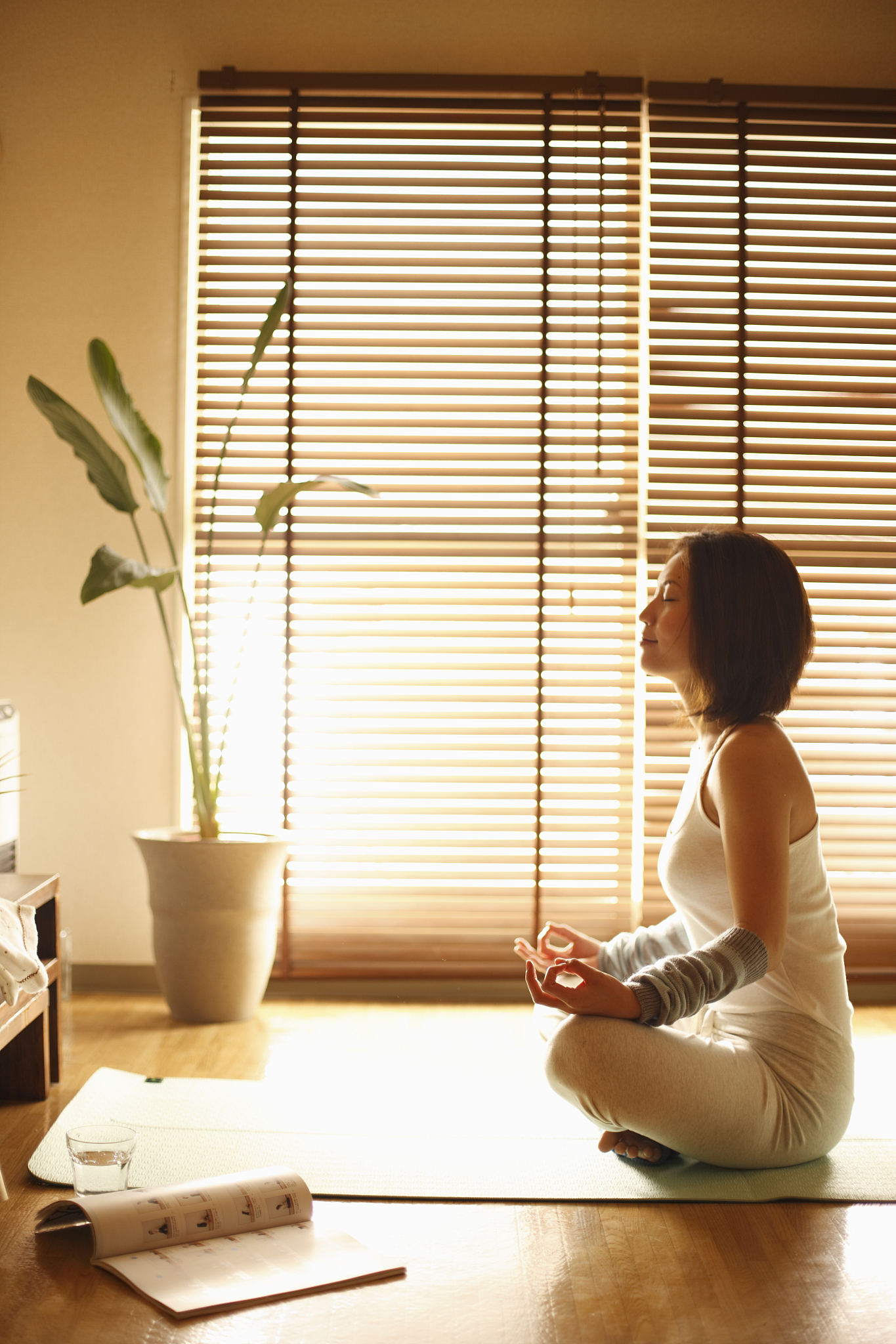 a woman doing yoga