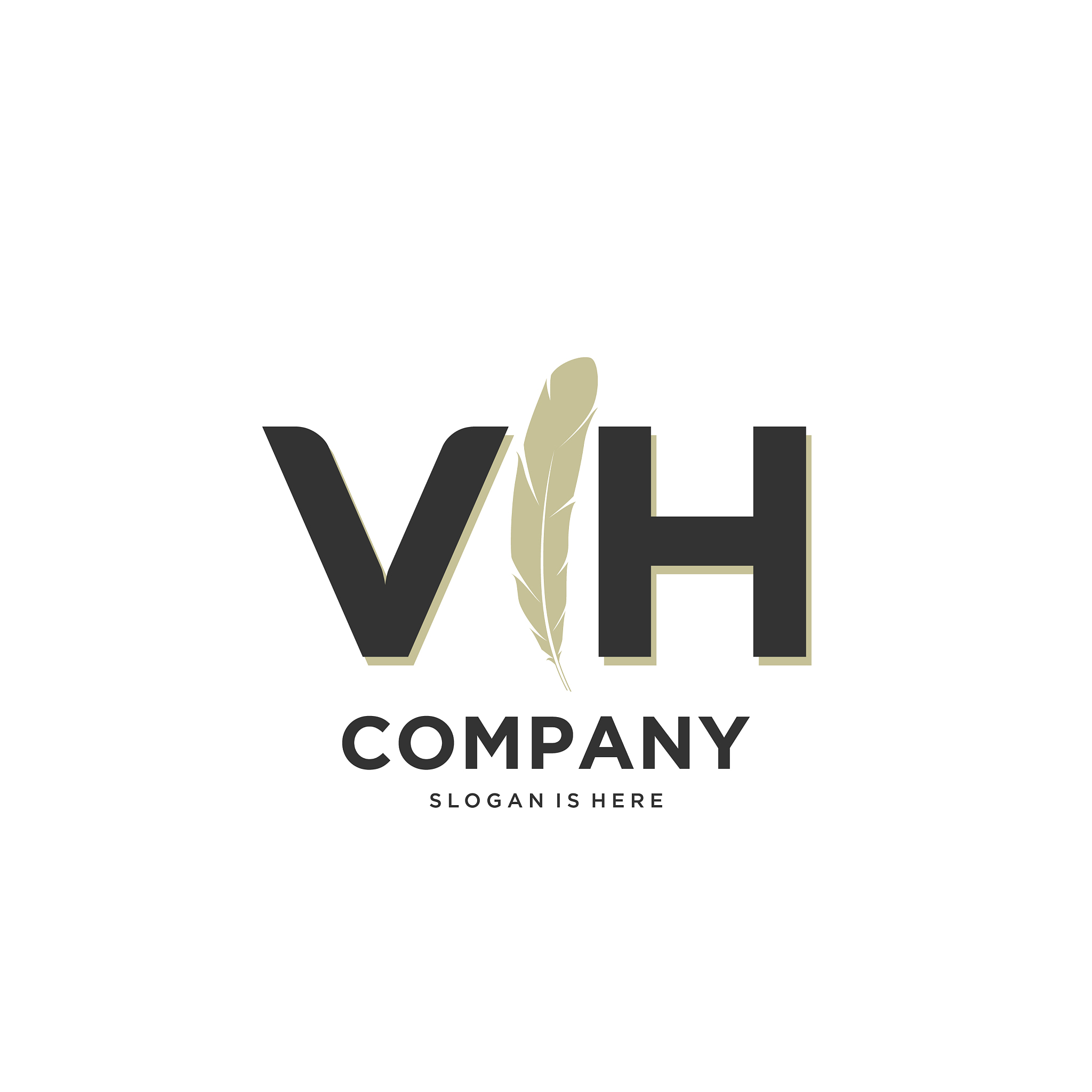 initial vh letter unique attractive creative