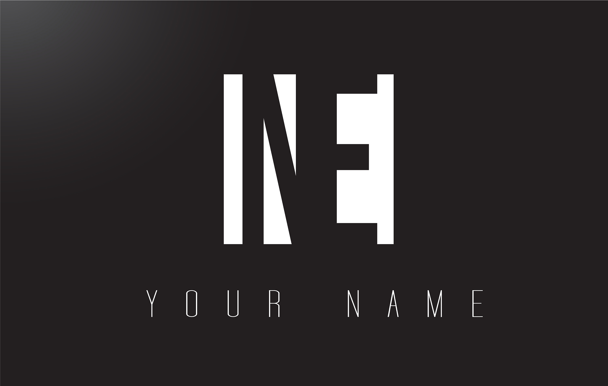 ne letter logo with black and white negative