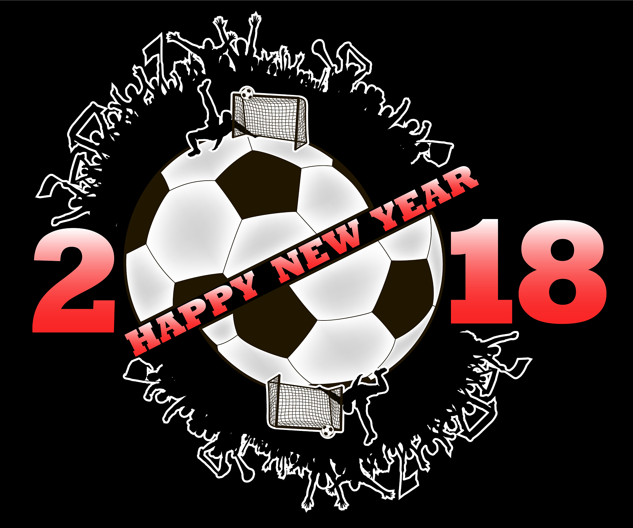 happy new year and soccer ball