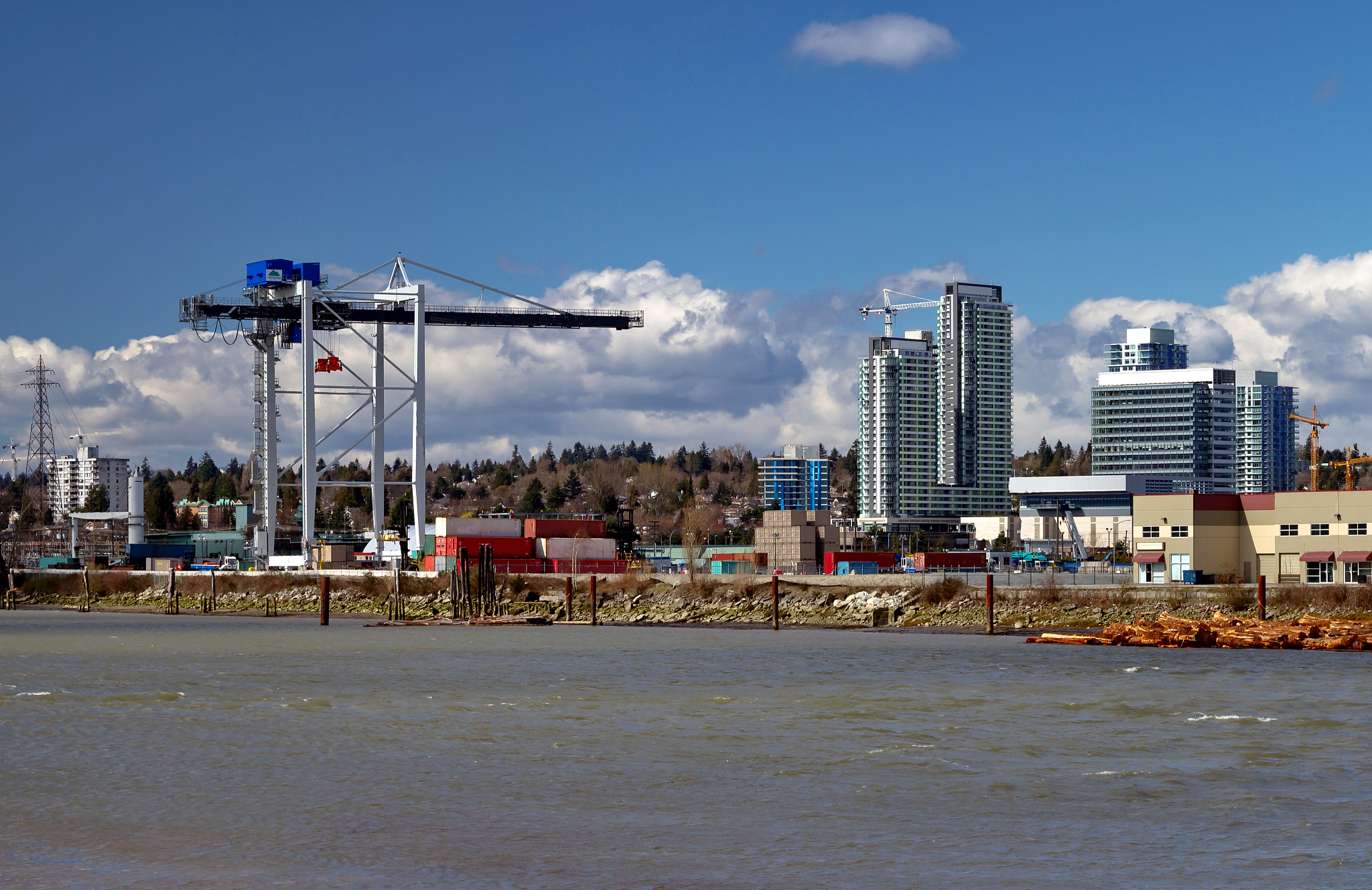 coystruction site and river industrial zone