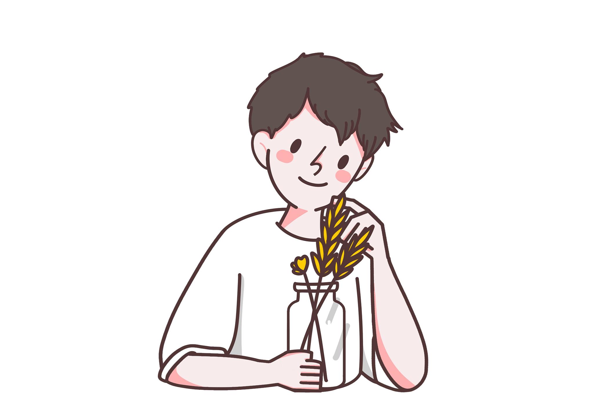 捧花瓶的男生