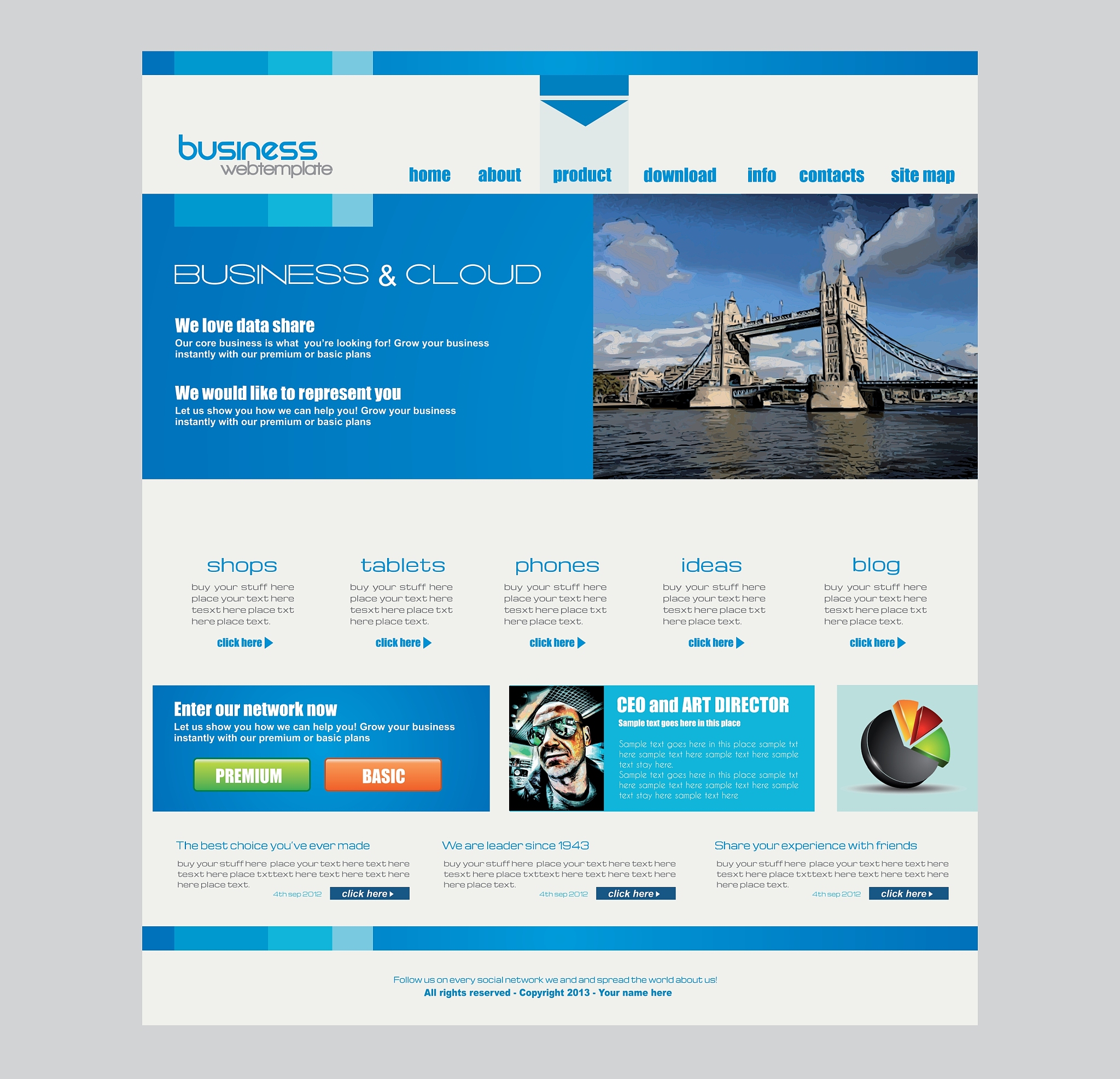 website template for corporate business and cloud
