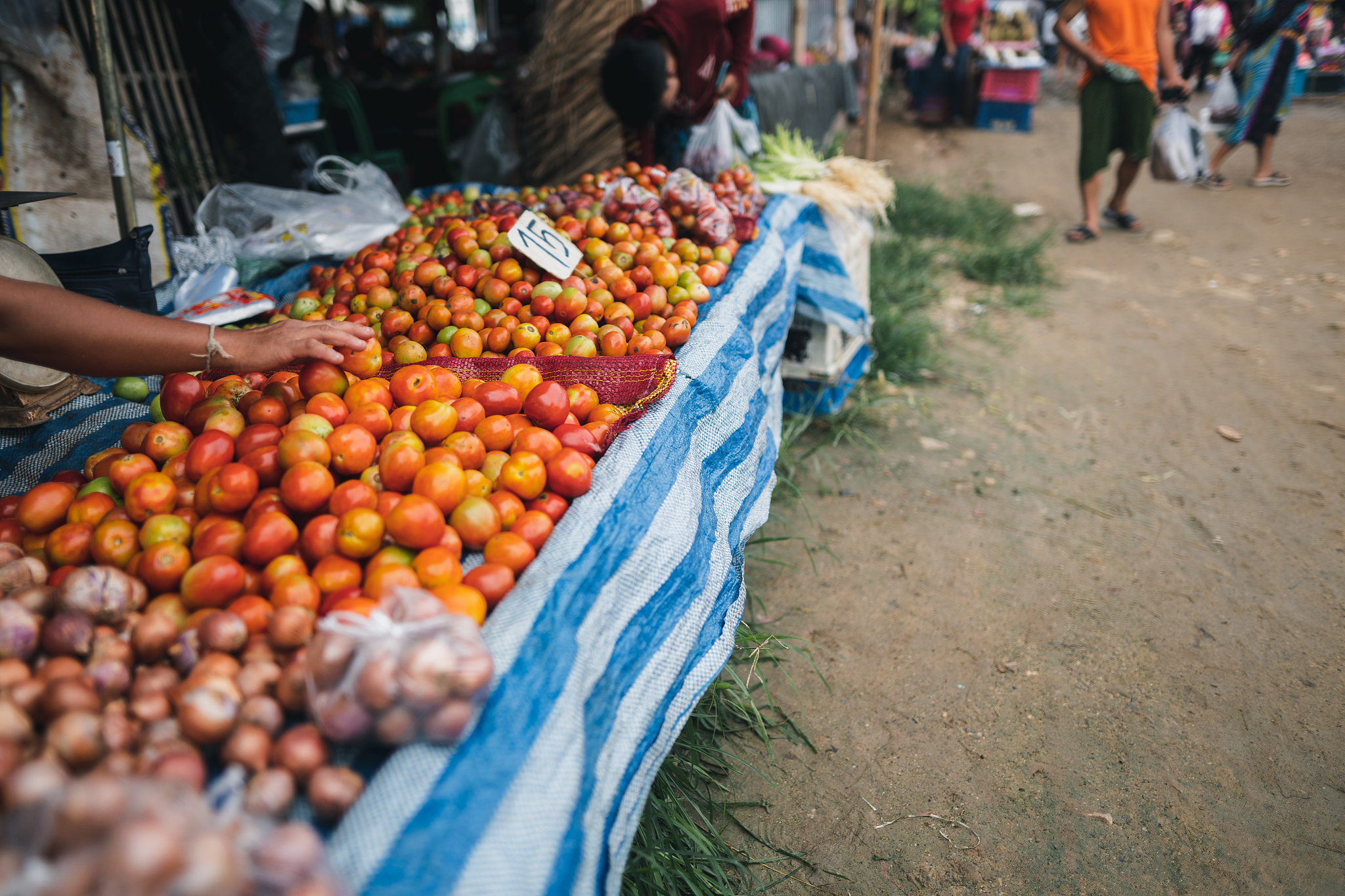 vegetables sold on the table in the fresh market