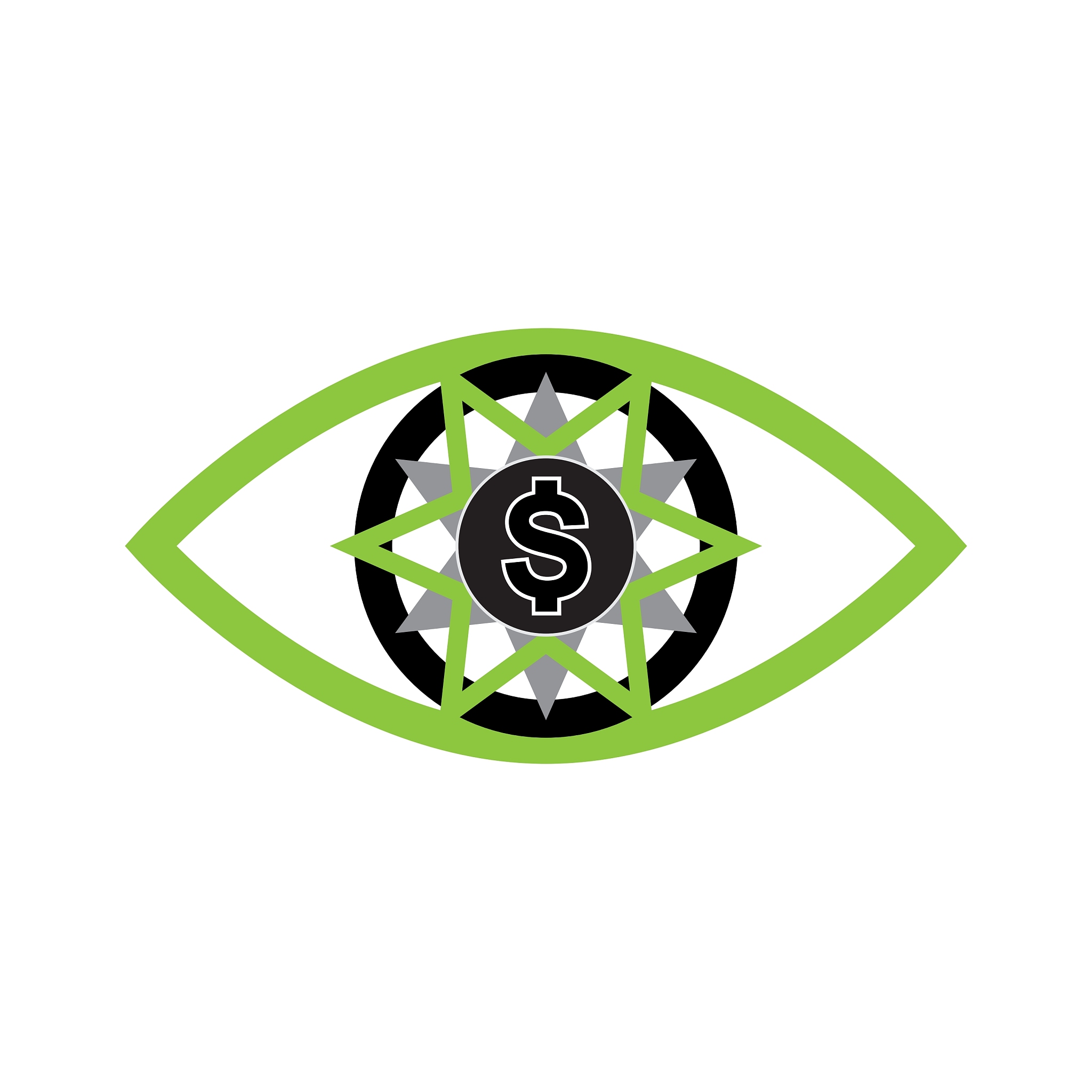 eye with dollar icon greed or need money symbol
