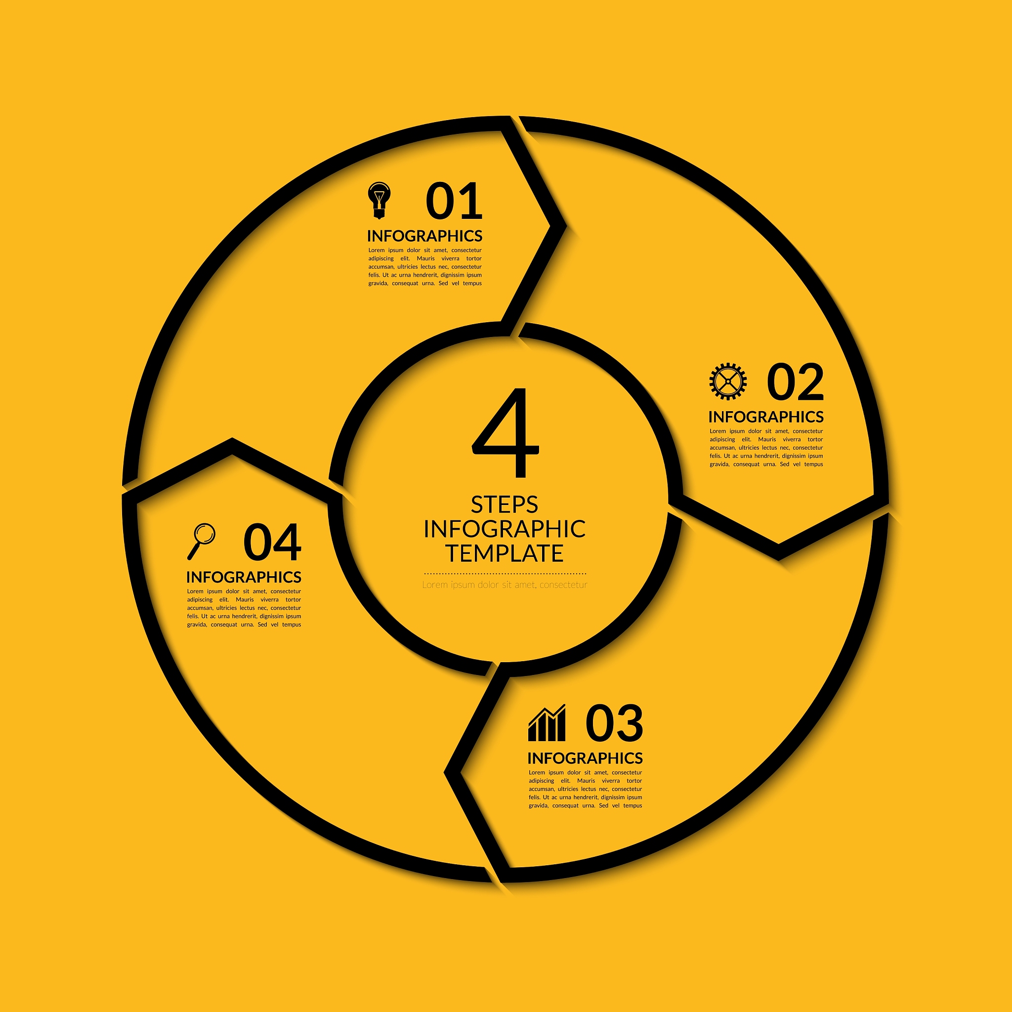 infographic circle template with 4 steps
