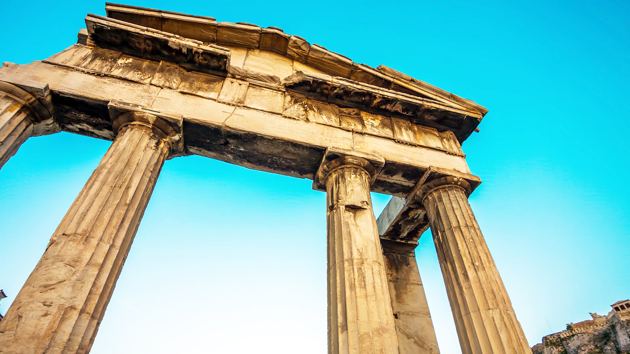 ancient greek temple columns building.