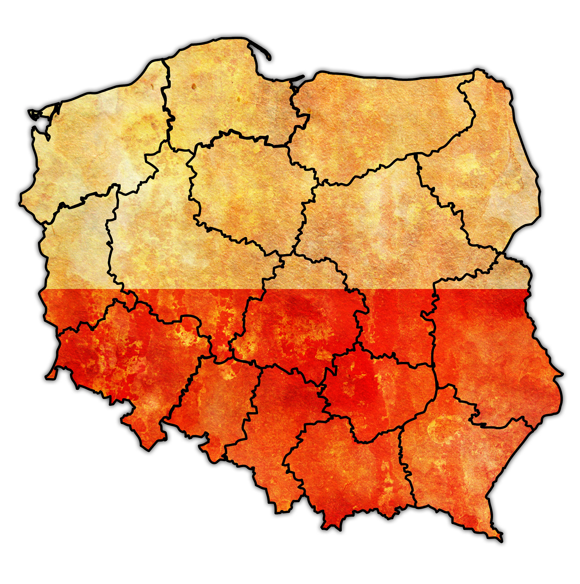 map of poland with national flag
