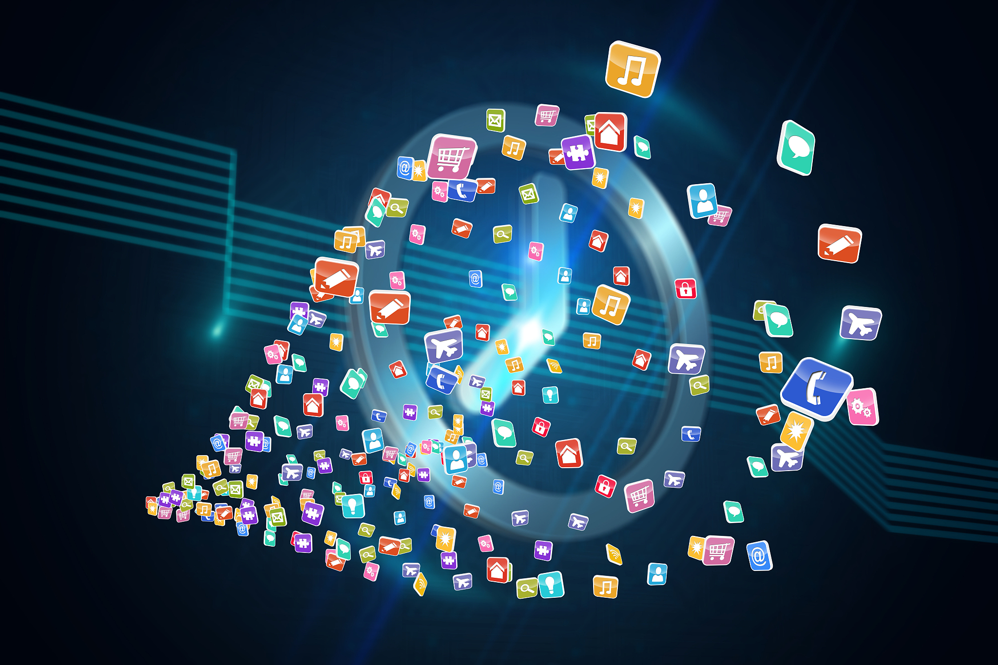 composite image of colourful computer applications