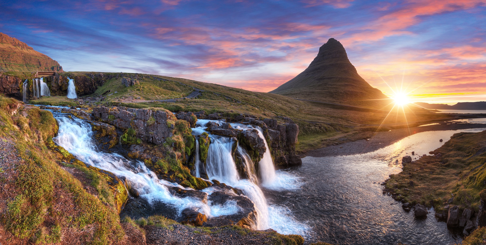 kirkjufell mountain with waterfalls, iceland
