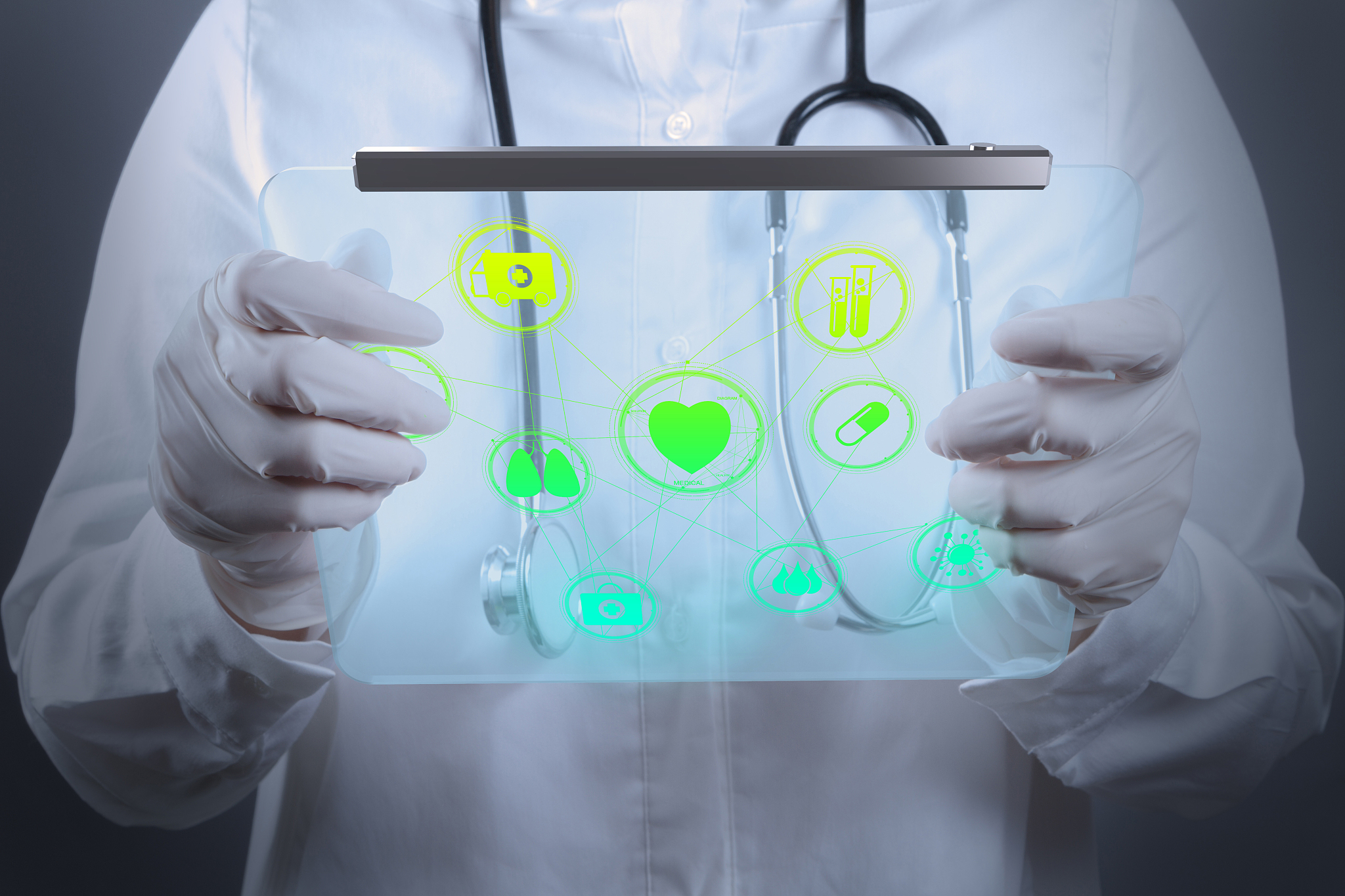 medicine doctor working with modern computer interface