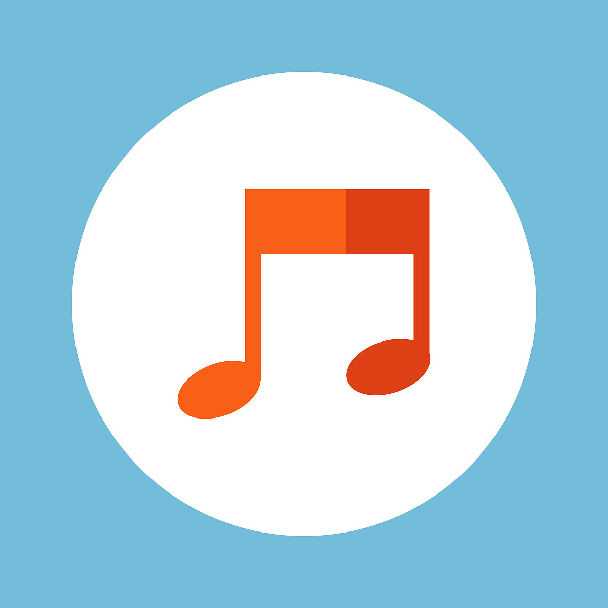 音乐的图标是红色的,以音符的形式呈现